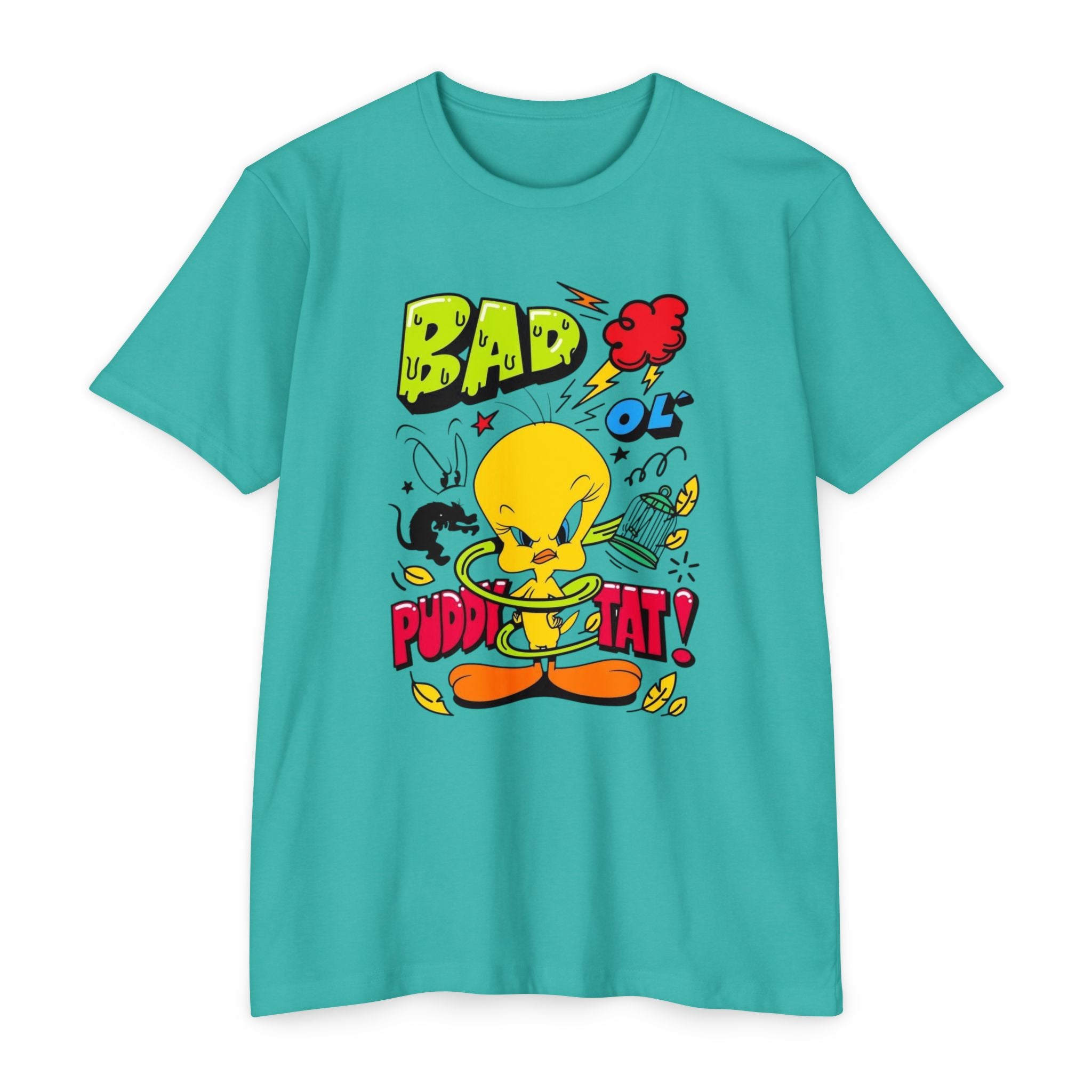 Bad Ol' Puddy Tat T-shirt, Unisex Jersey Tee, Vintage Cartoon Top, Fun Graphic Tee, Quirky Gift for Fans, Retro Style Apparel