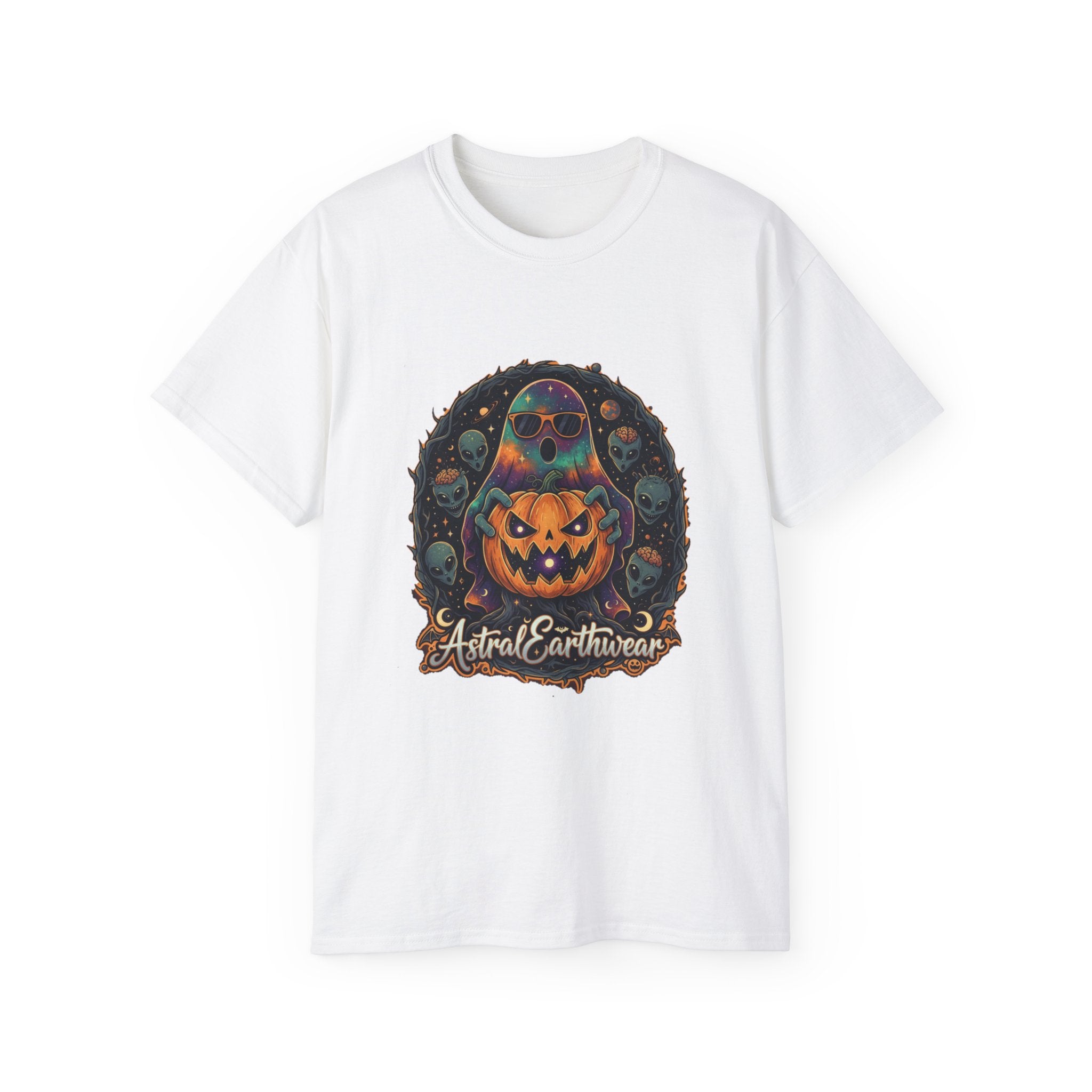 Astral Earthwear Pumpkin Graphic Unisex Tee, Halloween Shirt, Fall Outfit, Casual Wear, Spooky T-Shirt, Unique Gift Idea