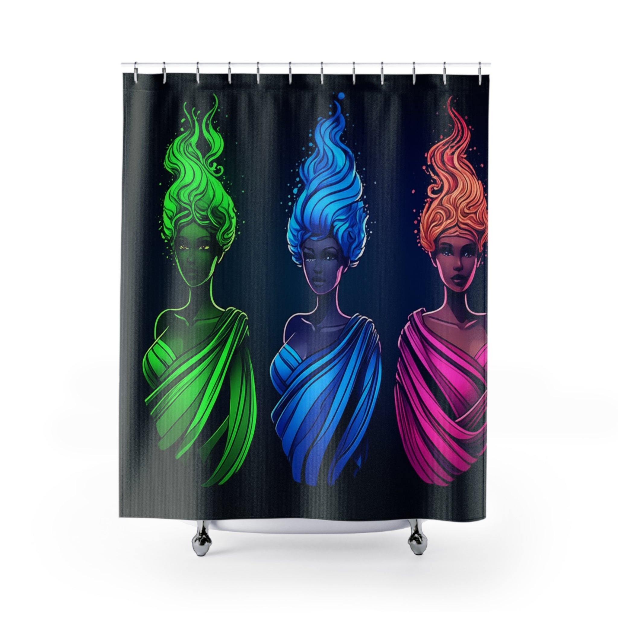 Vibrant Fantasy Shower Curtains - Colorful Fire Element Designs, Bathroom Decor, Gift for Art Lovers, Boho Home Style, Unique Gifts