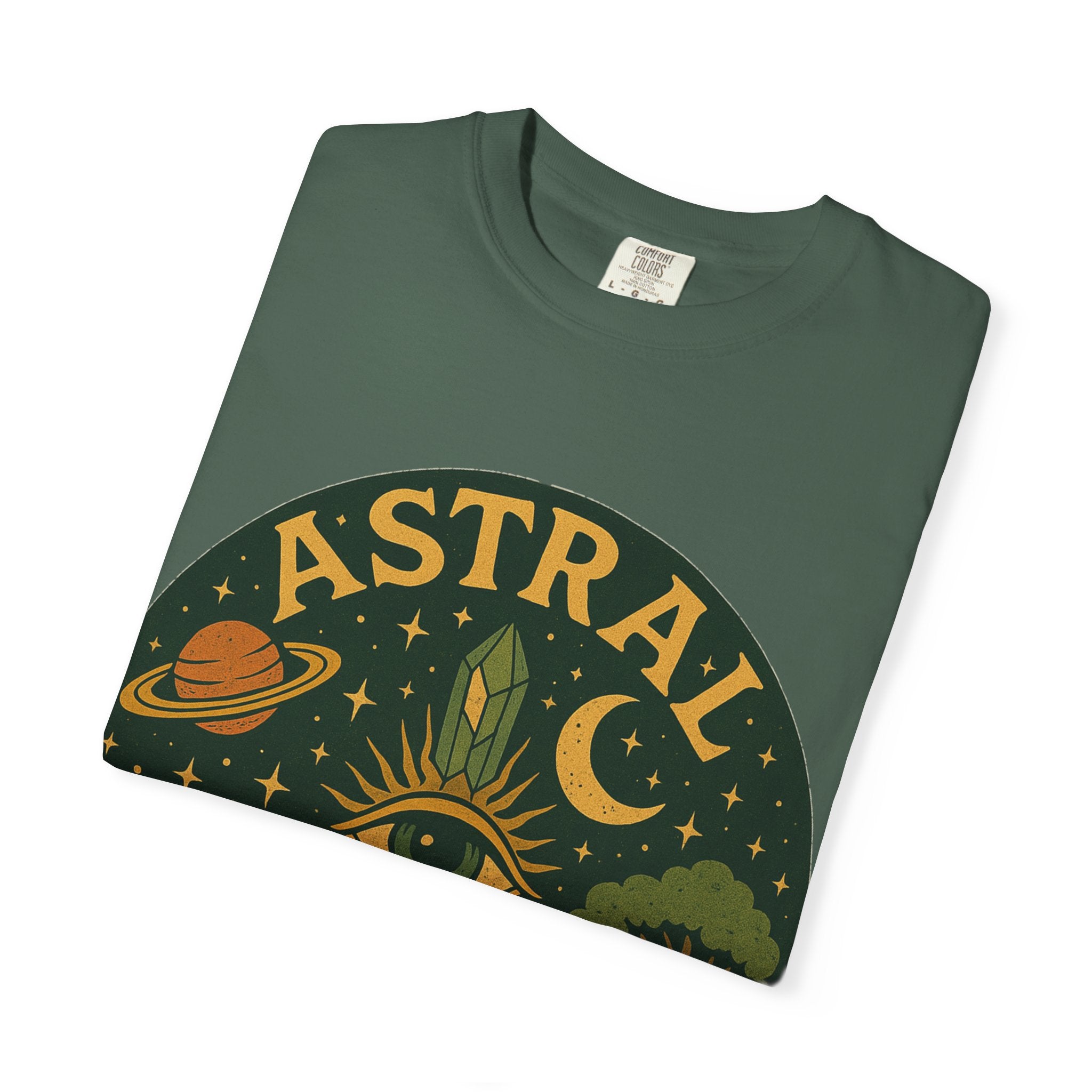 Astral Earthwear Unisex T-Shirt, Boho Graphic Tee, Celestial Design Shirt, Gift for Nature Lovers, Casual Earthy Style