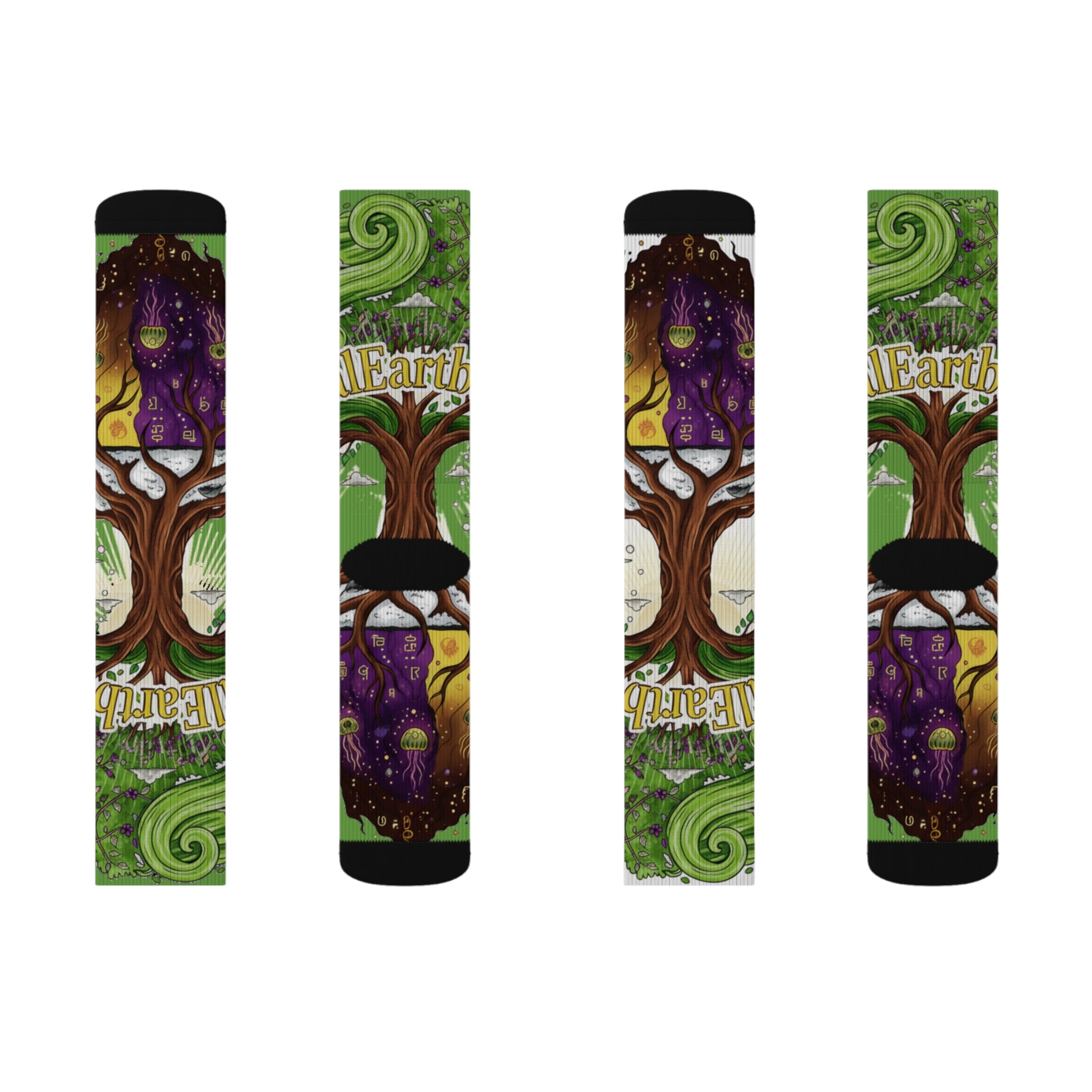 Whimsical Sublimation Socks, Colorful Tree Design, Unique Gift for Nature Lovers, Cozy Footwear, Festival Accessory, Eco-Friendly Socks