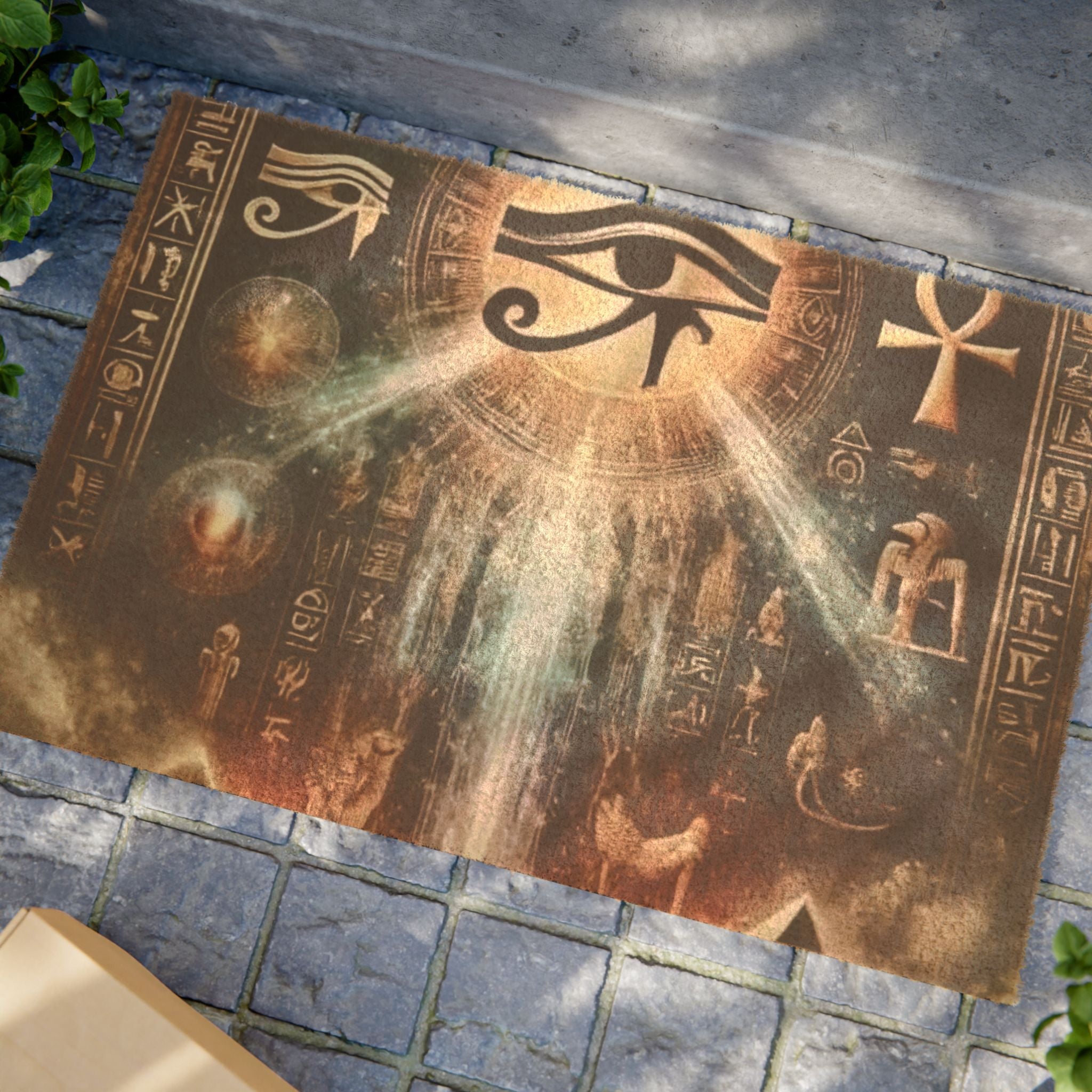 Mystical Eye Symbol Doormat, Egyptian Themed Entryway Mat, Unique Home Decor, Gift for Spirituality Lovers, Boho Welcome Mat