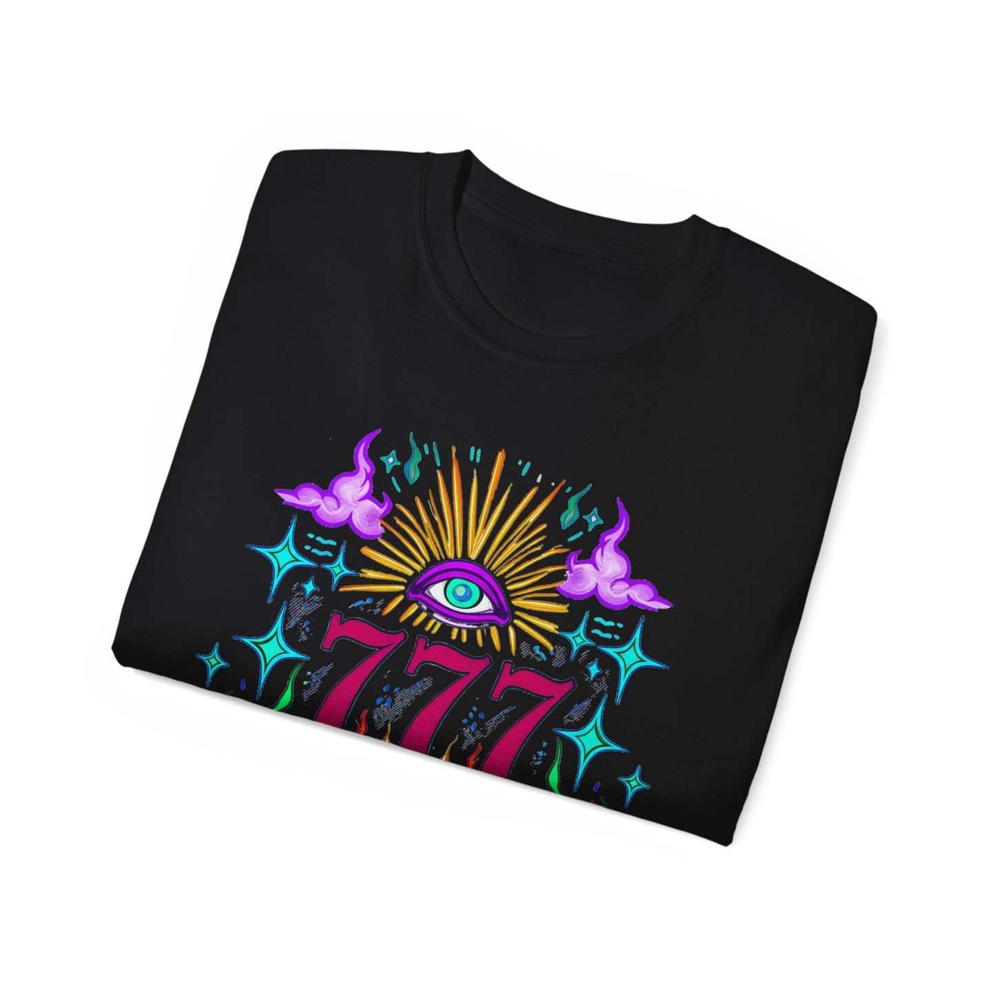 Mystical 777 Graphic Tee - Unisex Retro Spiritual Shirt, Gift for Tarot Lovers, Festival Wear, Casual Boho Top, Unique Art Tee