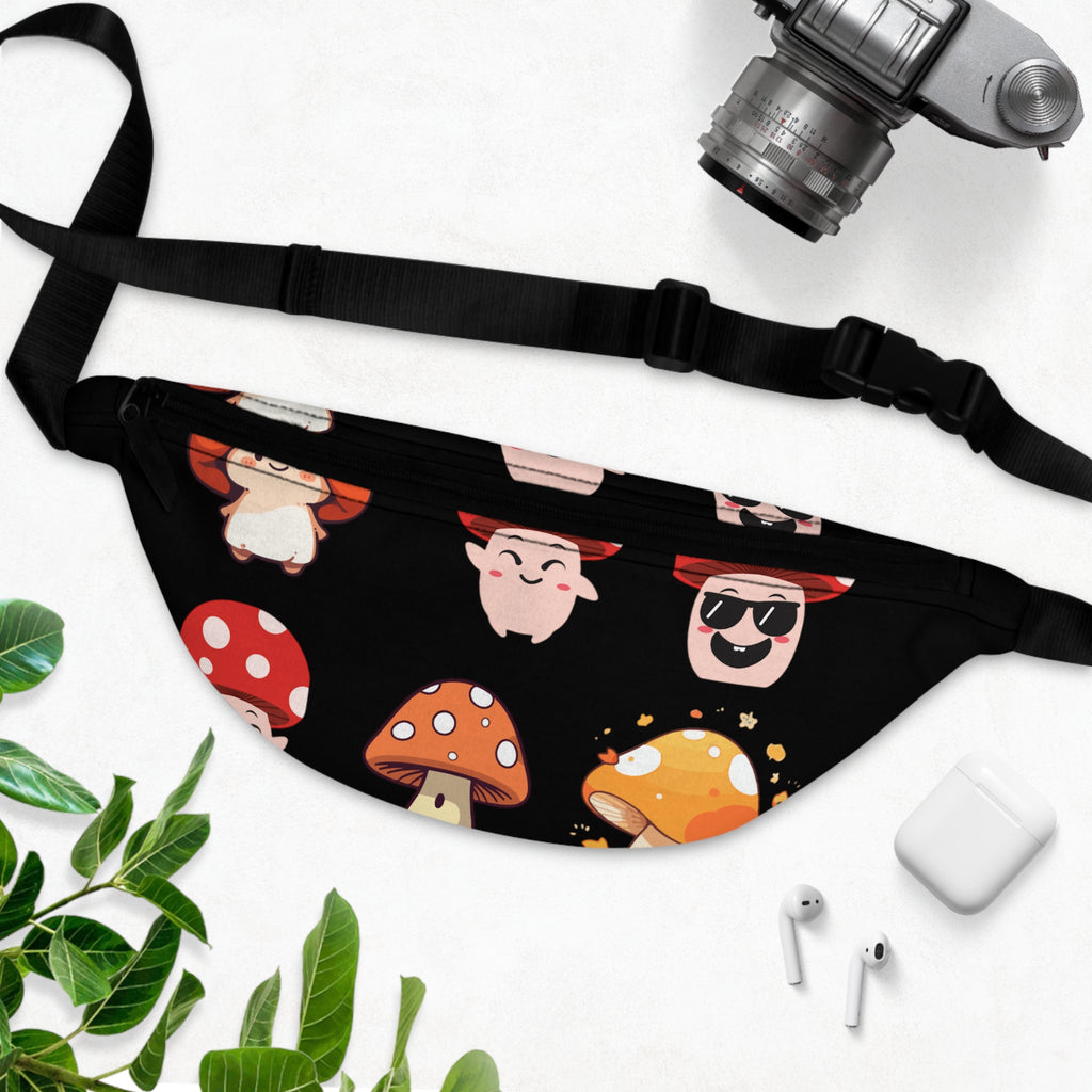 Mushroom Print Fanny Pack - Trendy Bag for Festivals, Travel, Hiking, Eco-Friendly Gift, Stylish Accessory