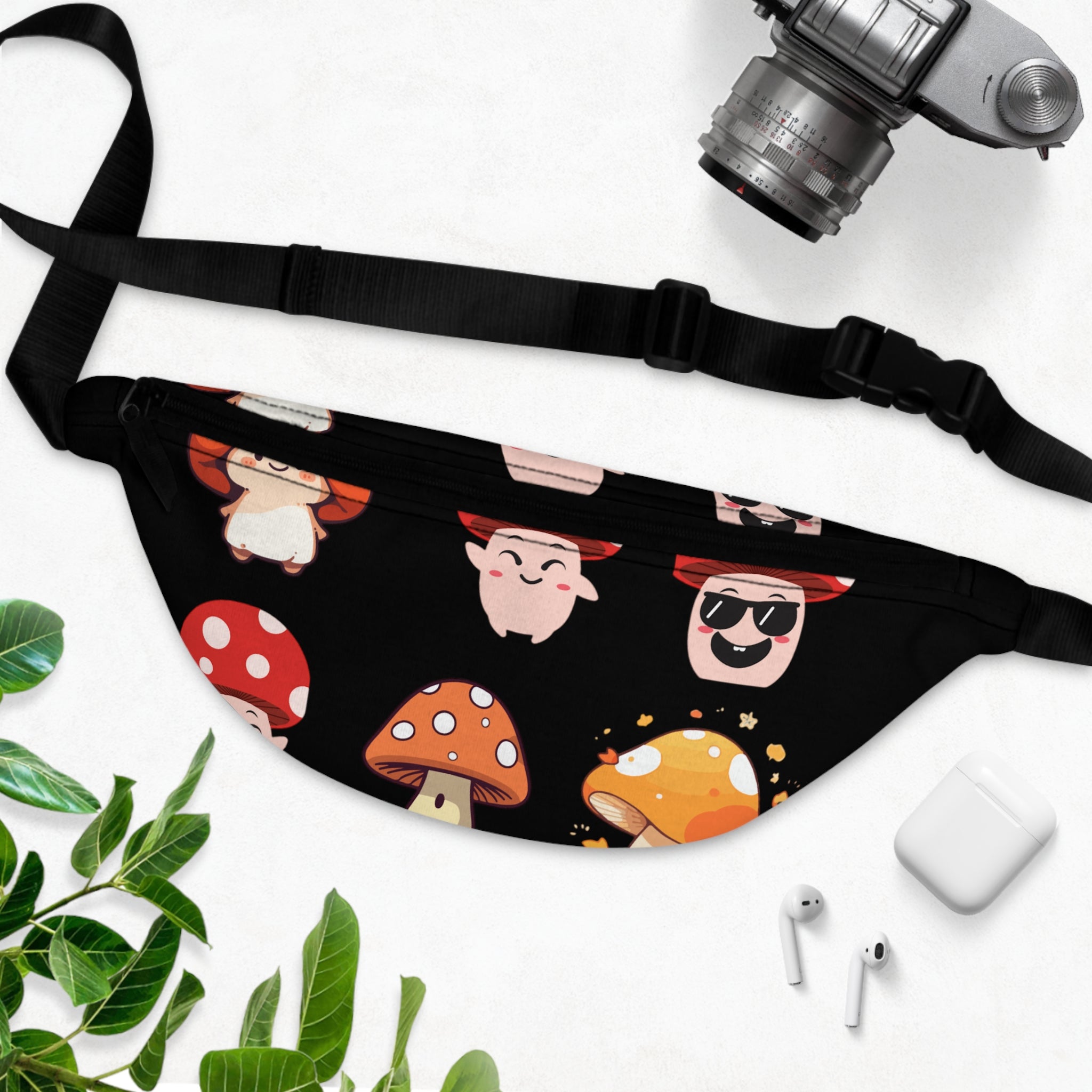 Mushroom Print Fanny Pack - Trendy Bag for Festivals, Travel, Hiking, Eco-Friendly Gift, Stylish Accessory