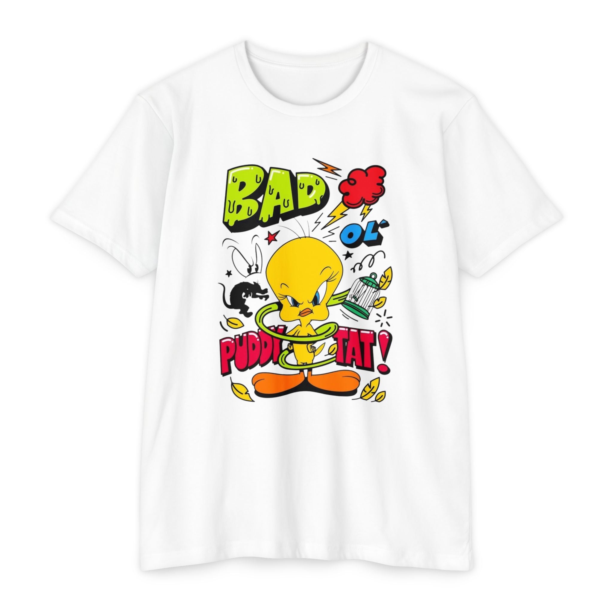 Bad Ol' Puddy Tat T-shirt, Unisex Jersey Tee, Vintage Cartoon Top, Fun Graphic Tee, Quirky Gift for Fans, Retro Style Apparel