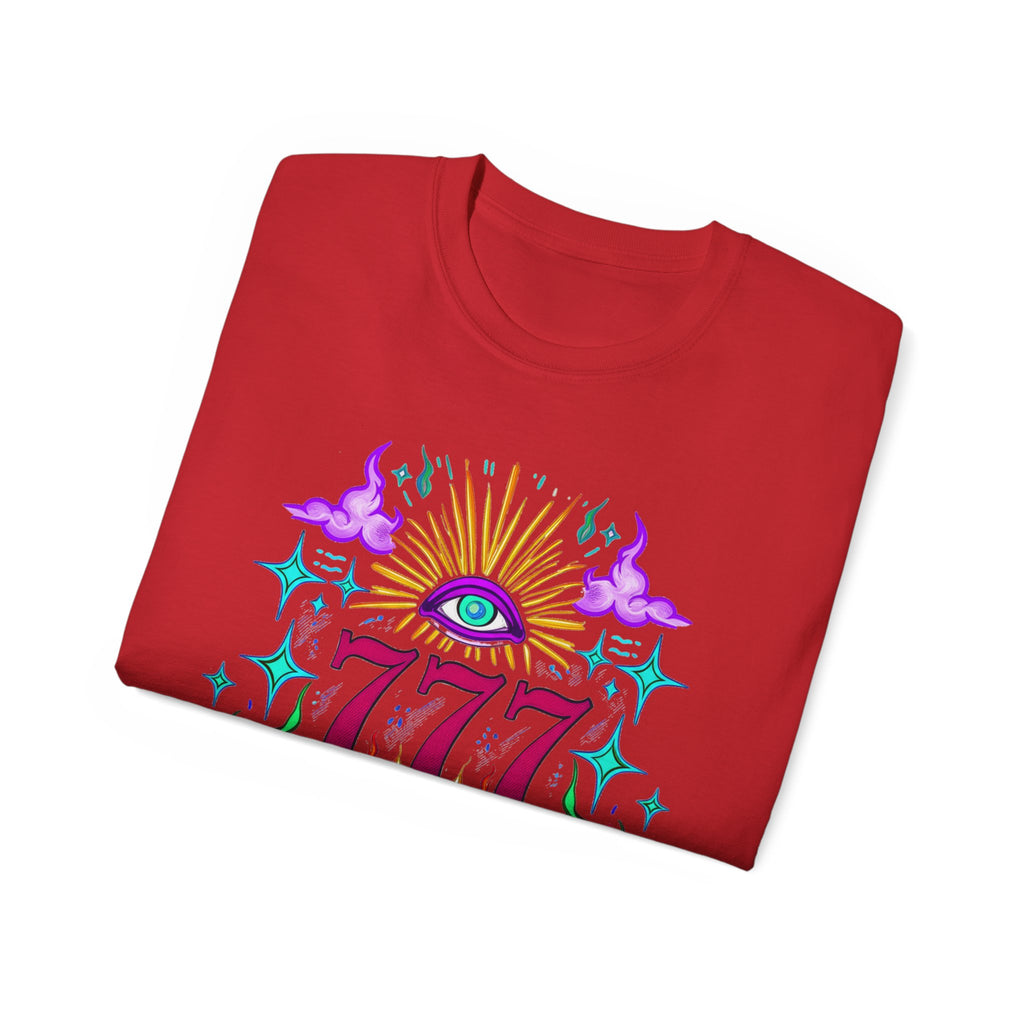 Mystical 777 Graphic Tee - Unisex Retro Spiritual Shirt, Gift for Tarot Lovers, Festival Wear, Casual Boho Top, Unique Art Tee