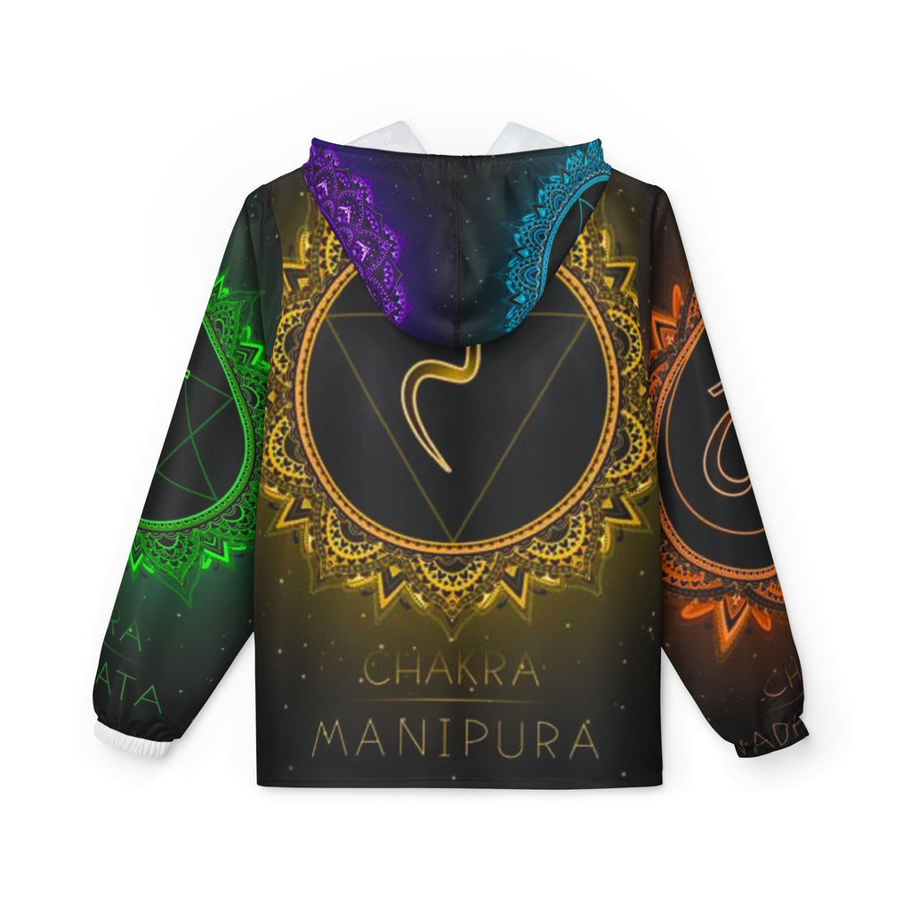Chakra Windbreaker Jacket - Colorful AOP, Spiritual Rain Gear, Unisex Outdoor Apparel, Yoga Retreat Gift, Festival Essentials