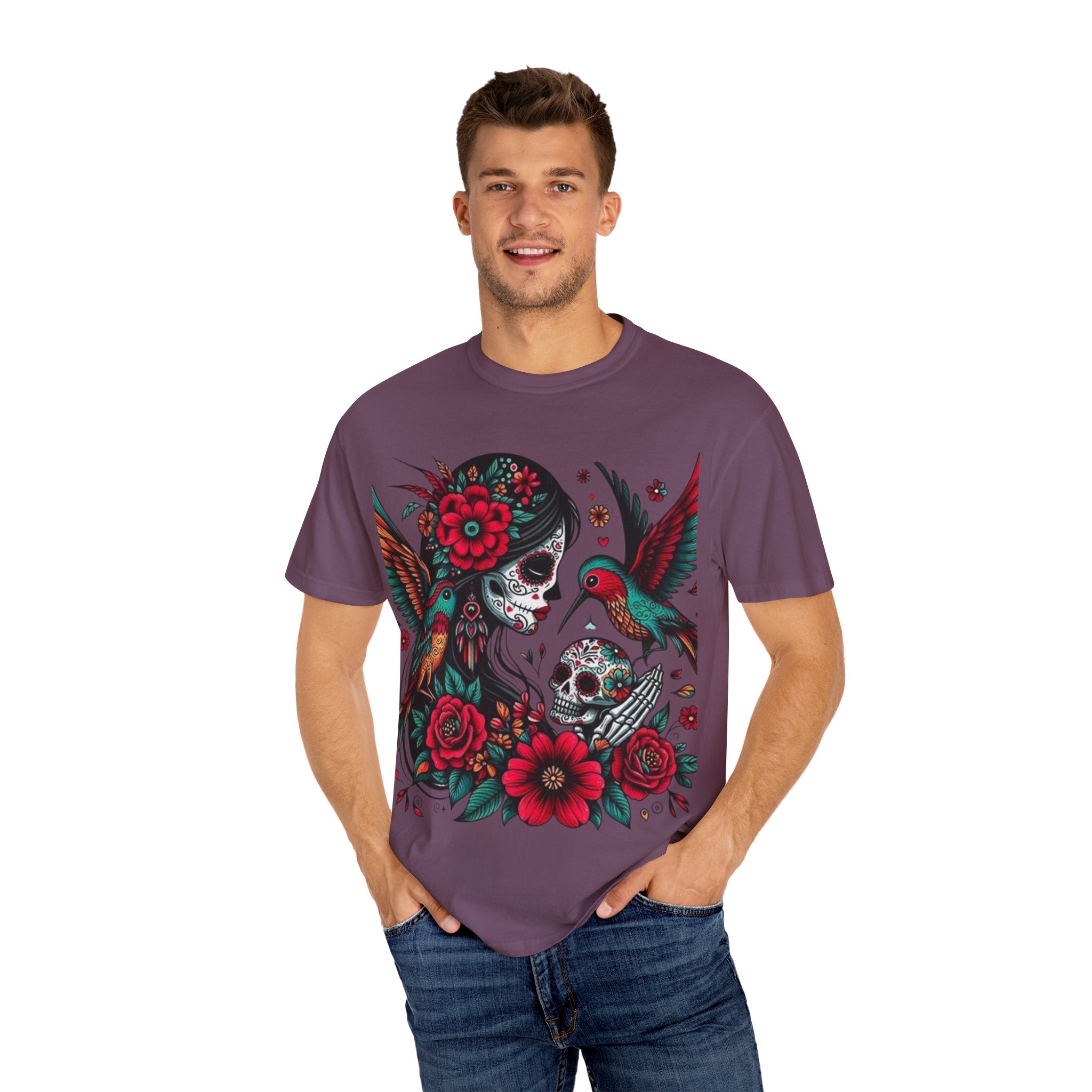 Sugar Skull Floral Unisex T-Shirt - Vibrant Day of the Dead Design