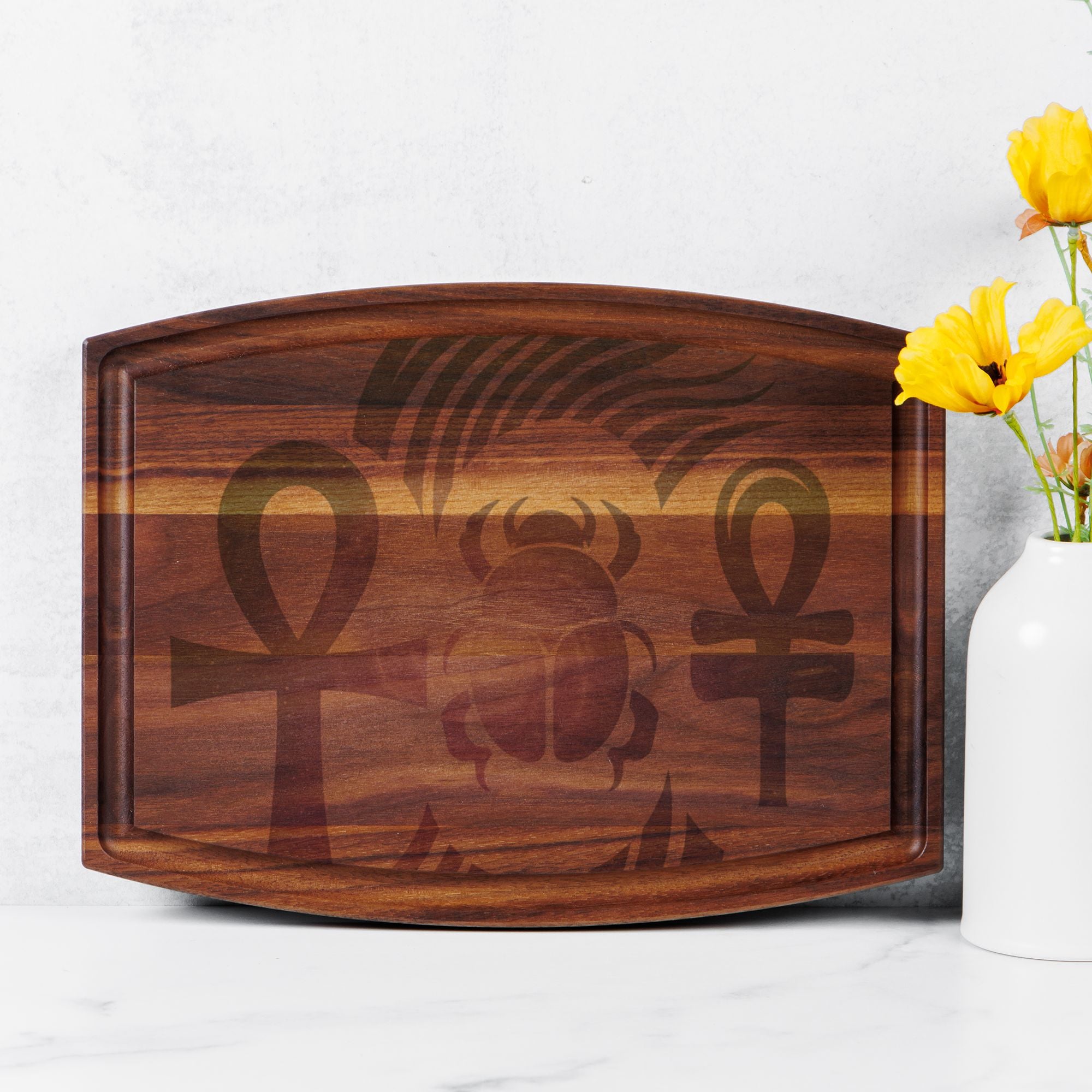 Arched Wood Cutting Board with Groove - 12" x 9"