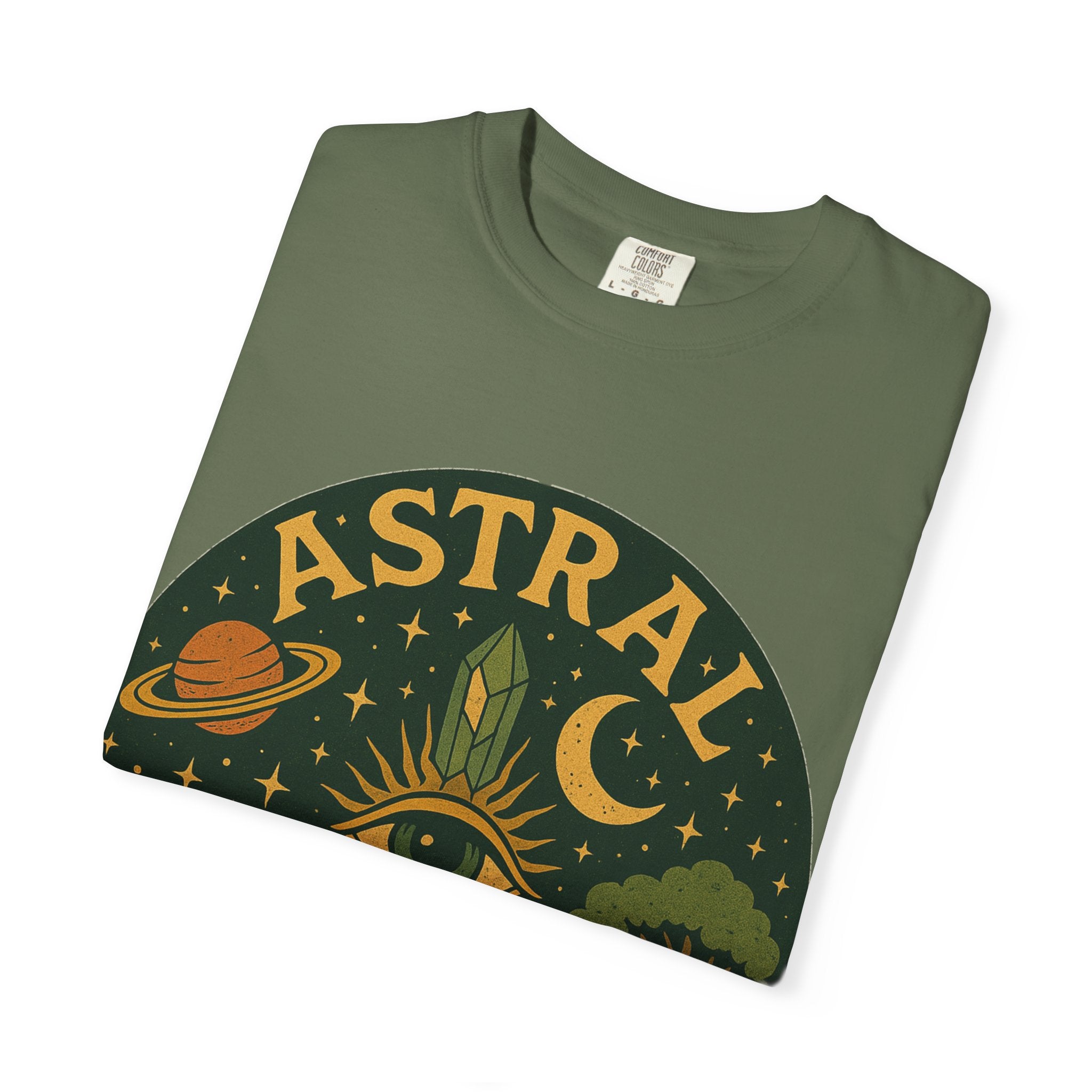 Astral Earthwear Unisex T-Shirt, Boho Graphic Tee, Celestial Design Shirt, Gift for Nature Lovers, Casual Earthy Style