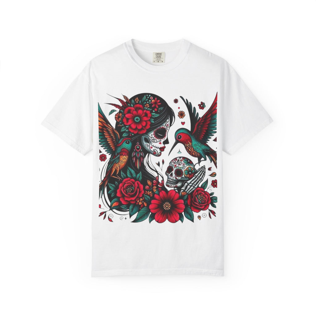 Sugar Skull Floral Unisex T-Shirt - Vibrant Day of the Dead Design