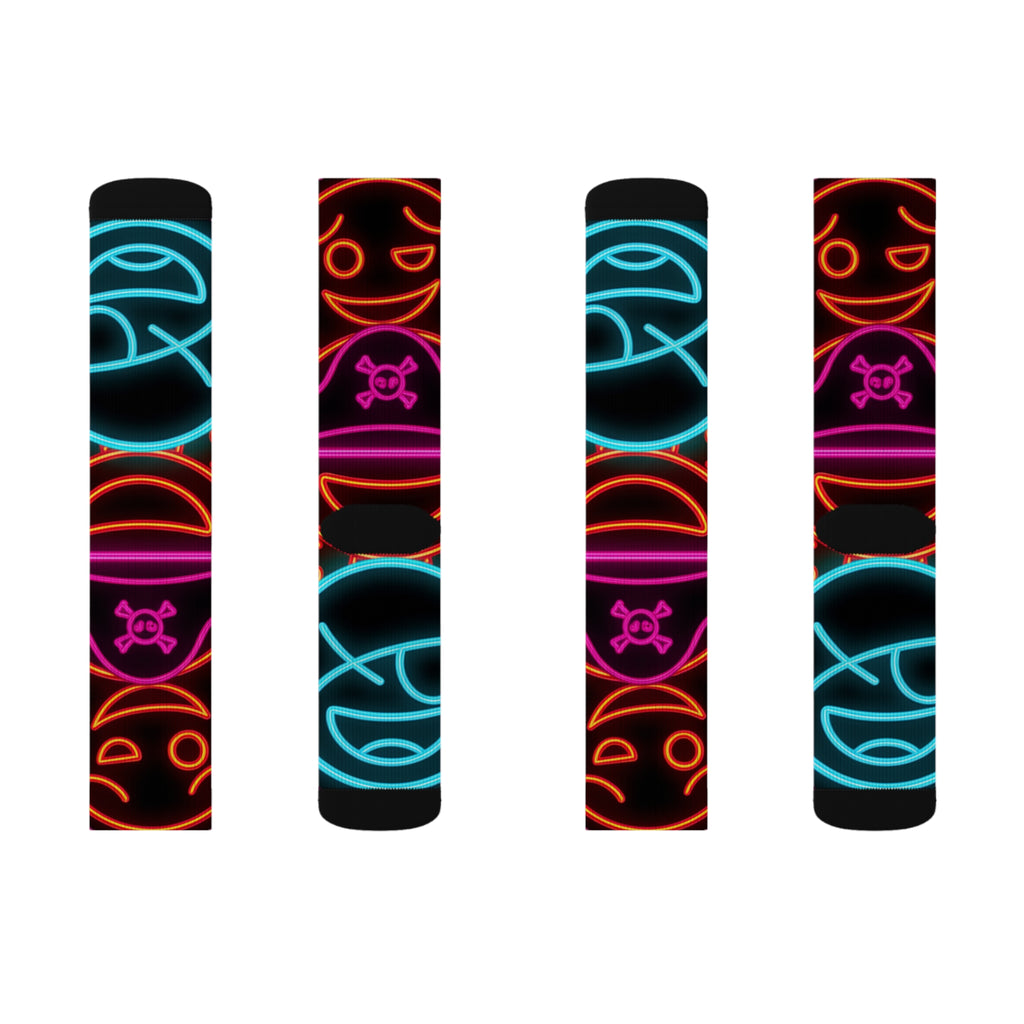 Neon Vibe Sublimation Socks | Funky Colorful Socks for Everyday Wear, Gift for Friends, Festival Accessory, Unique Fashion Statement