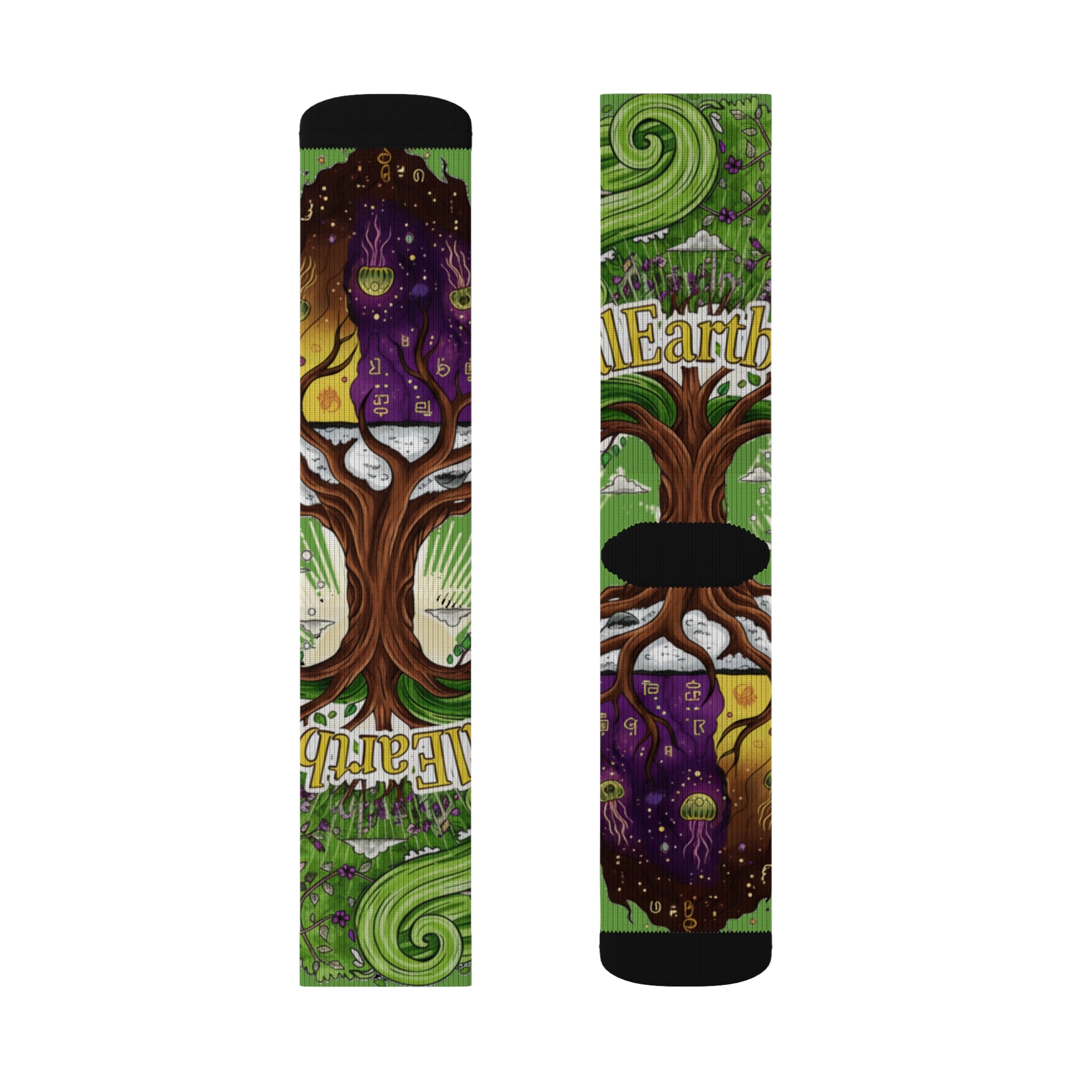 Whimsical Sublimation Socks, Colorful Tree Design, Unique Gift for Nature Lovers, Cozy Footwear, Festival Accessory, Eco-Friendly Socks