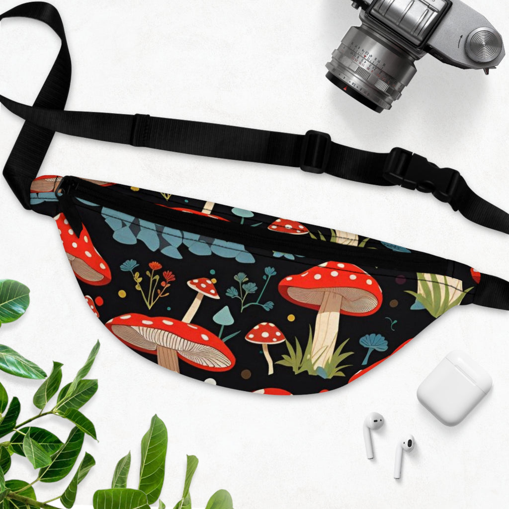 Mushroom Pattern Fanny Pack | Cute Festival Bag | Stylish Belt Bag for Hiking, Travel, or Outdoors | Perfect Gift for Nature Lovers