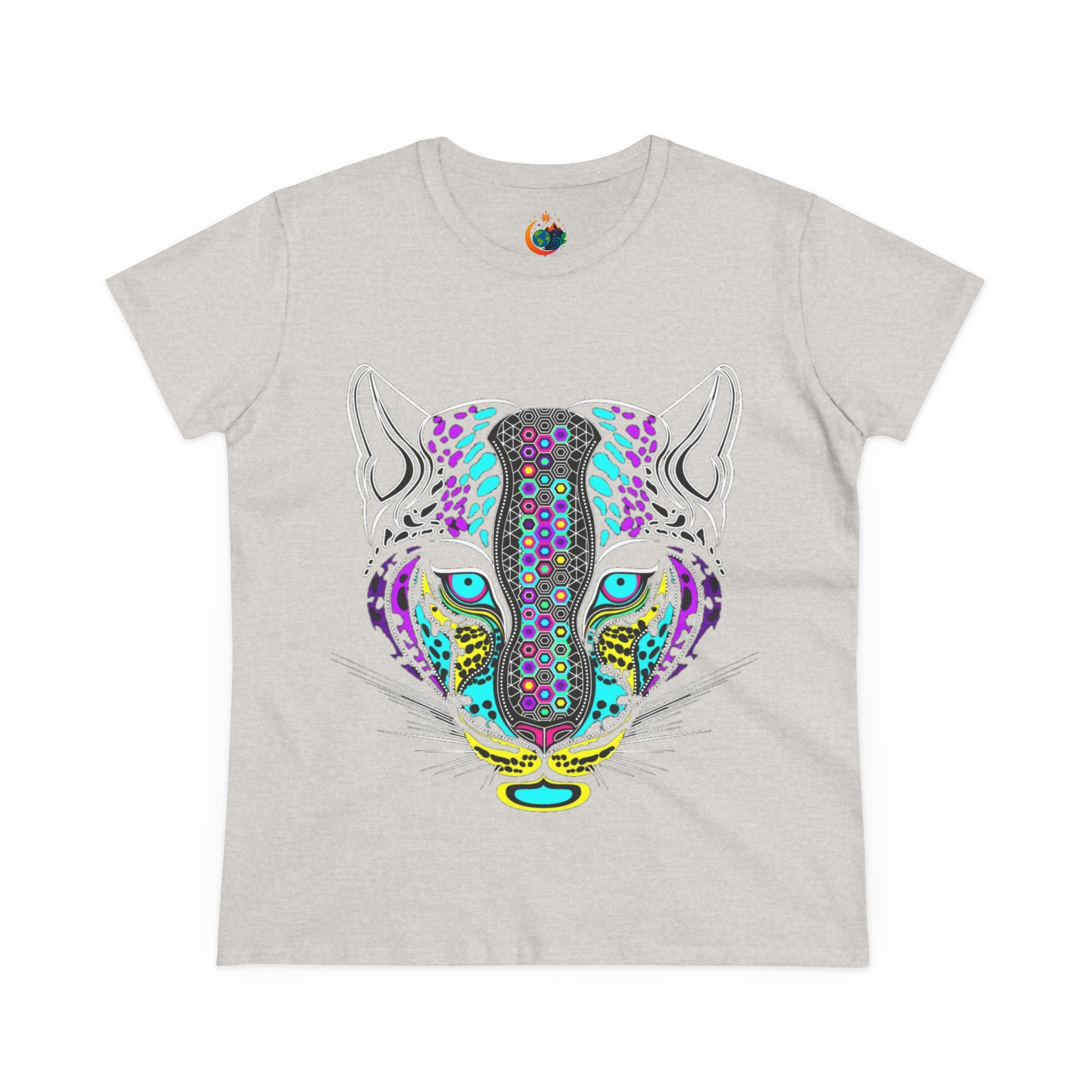 Colorful Tiger Print Women's Cotton Tee, Animal Lover Gift, Casual Wear, Boho Style, Unique Graphic Shirt