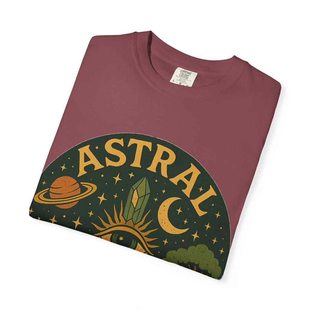 Astral Earthwear Unisex T-Shirt, Boho Graphic Tee, Celestial Design Shirt, Gift for Nature Lovers, Casual Earthy Style