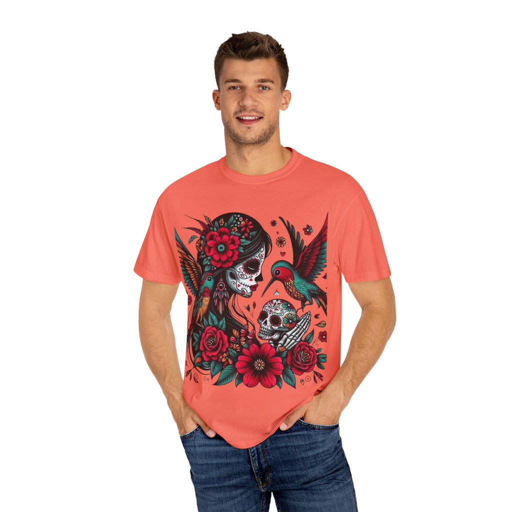 Sugar Skull Floral Unisex T-Shirt - Vibrant Day of the Dead Design