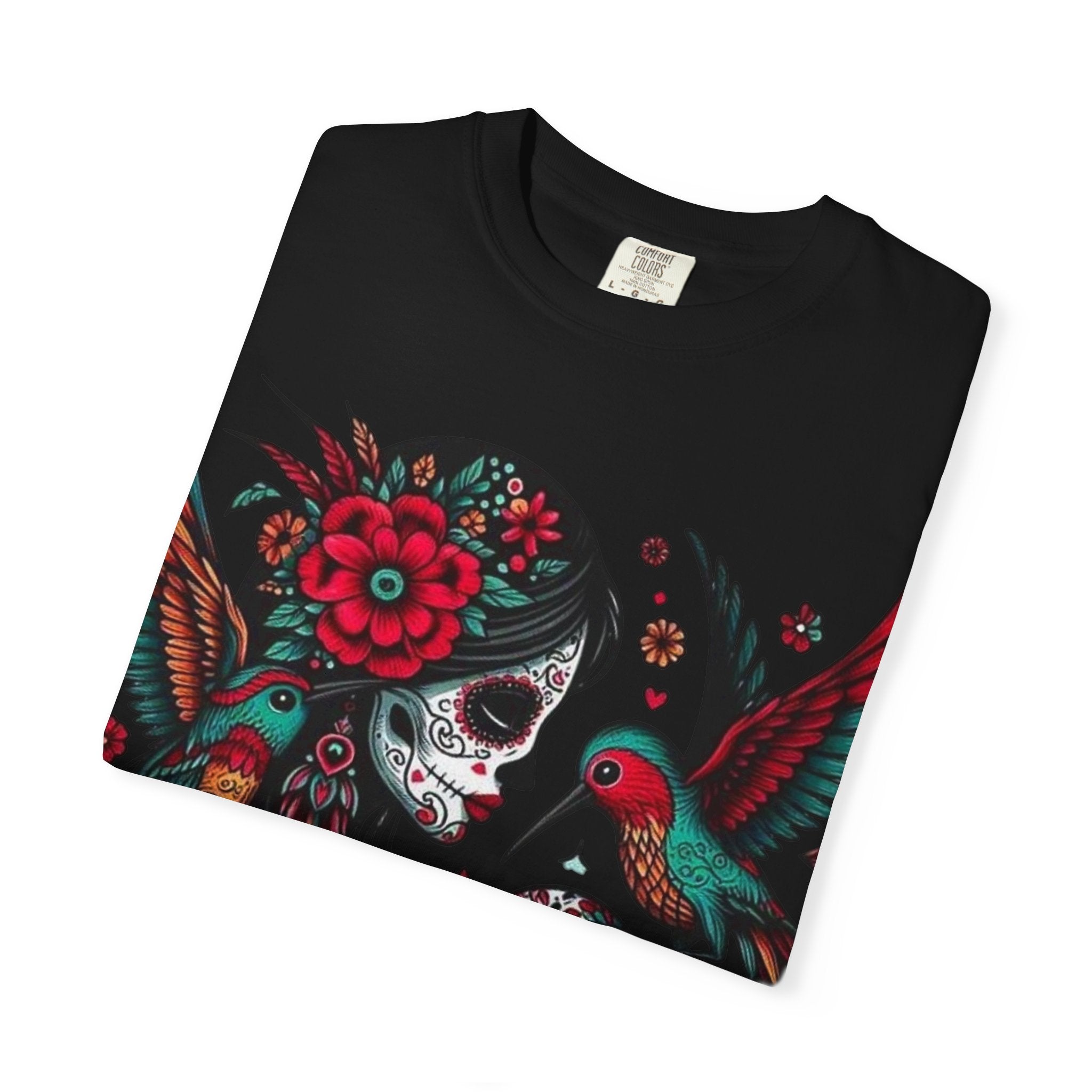 Sugar Skull Floral Unisex T-Shirt - Vibrant Day of the Dead Design