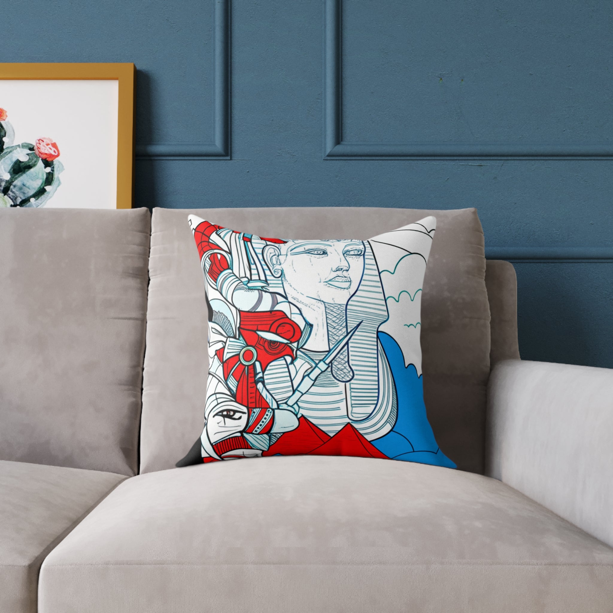 Artistic Square Poly Canvas Pillow | Unique Home Decor, Throw Pillow, Cushion, Gift for Art Lovers, Stylish Accent Pillow, Modern Art