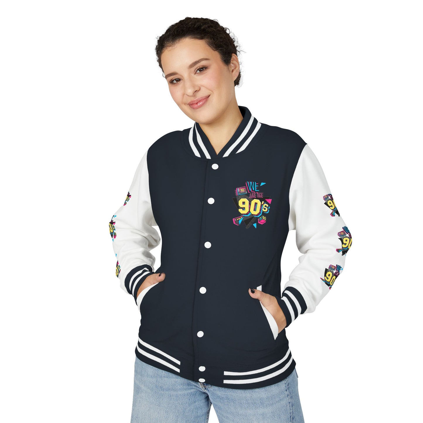 90's Nostalgia Unisex Letterman Jacket - Vintage Style, Retro Apparel, Gift for Him/Her, 90's Themed Party, Unisex Fashion