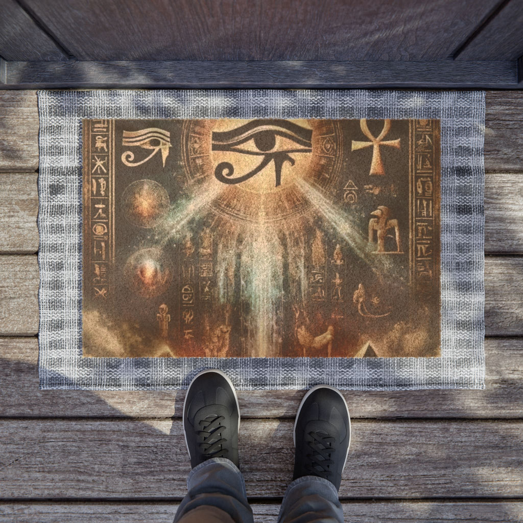 Mystical Eye Symbol Doormat, Egyptian Themed Entryway Mat, Unique Home Decor, Gift for Spirituality Lovers, Boho Welcome Mat