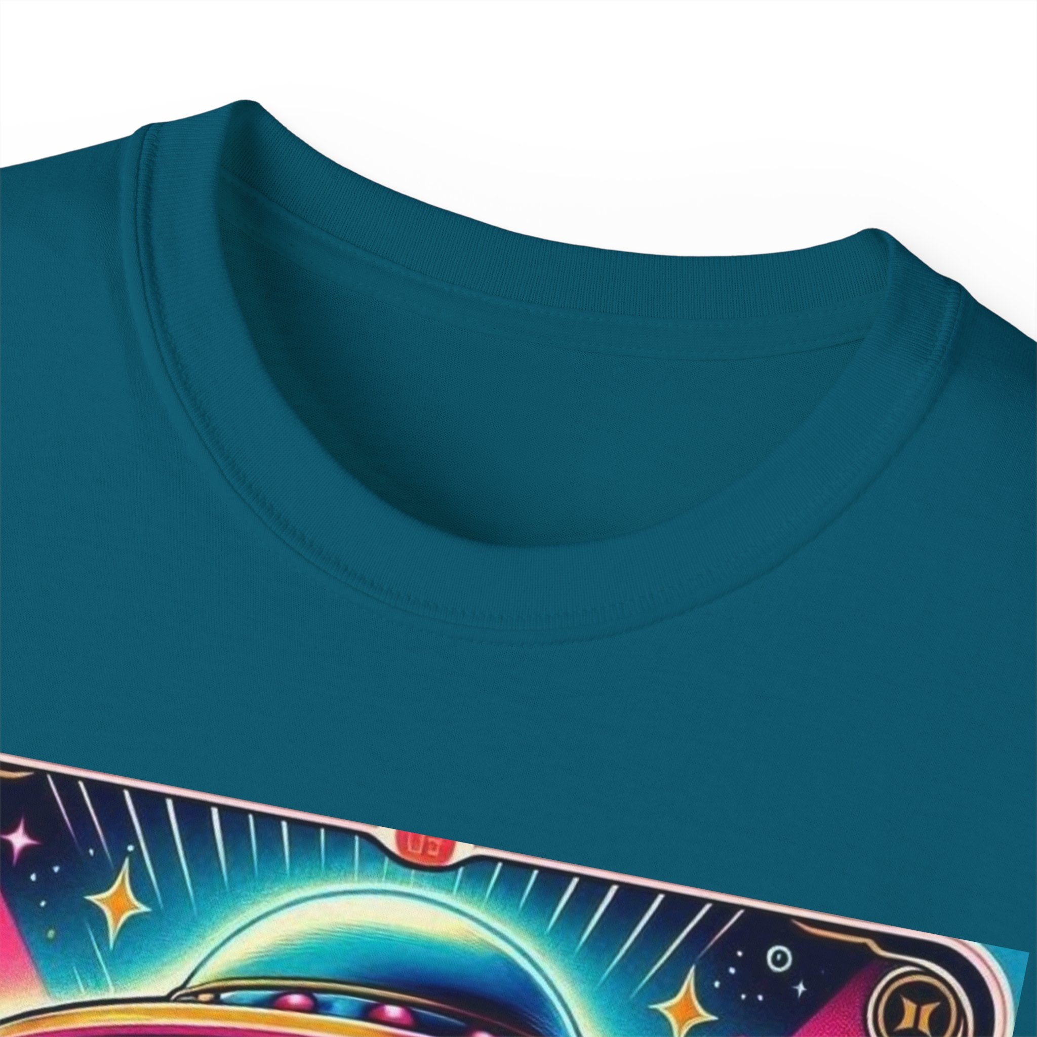 Colorful UFO Graphic Tee, Retro Alien Shirt, Unisex Cotton T-Shirt, Fun Casual Wear, Gifts for Space Lovers, Festival Top
