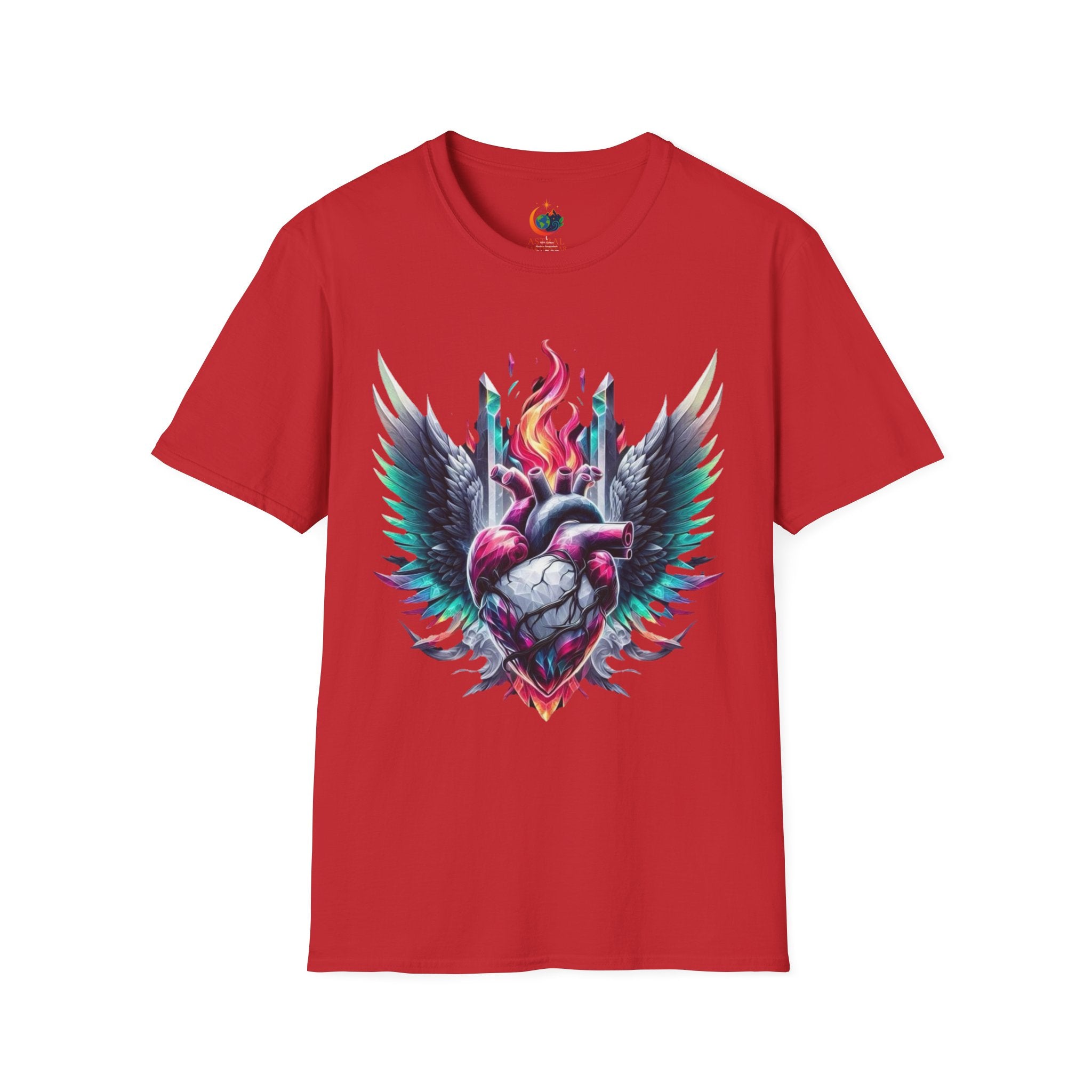 Artistic Heart Wings T-Shirt | Unisex Softstyle Tee, Heart Design Shirt, Graphic Art Tee, Trendy Casual Top, Gift for Art Lovers