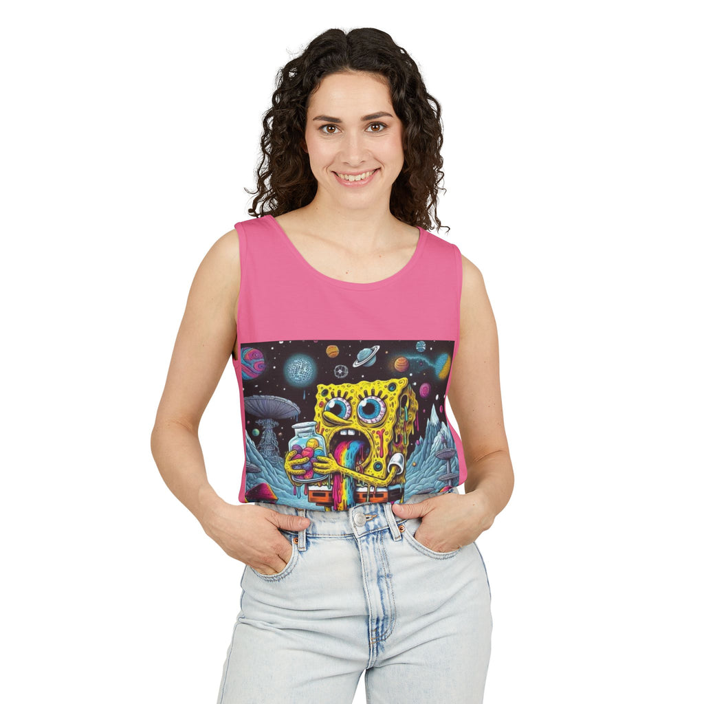 Colorful Spongebob Tank Top - Unisex Garment-Dyed Summer Wear