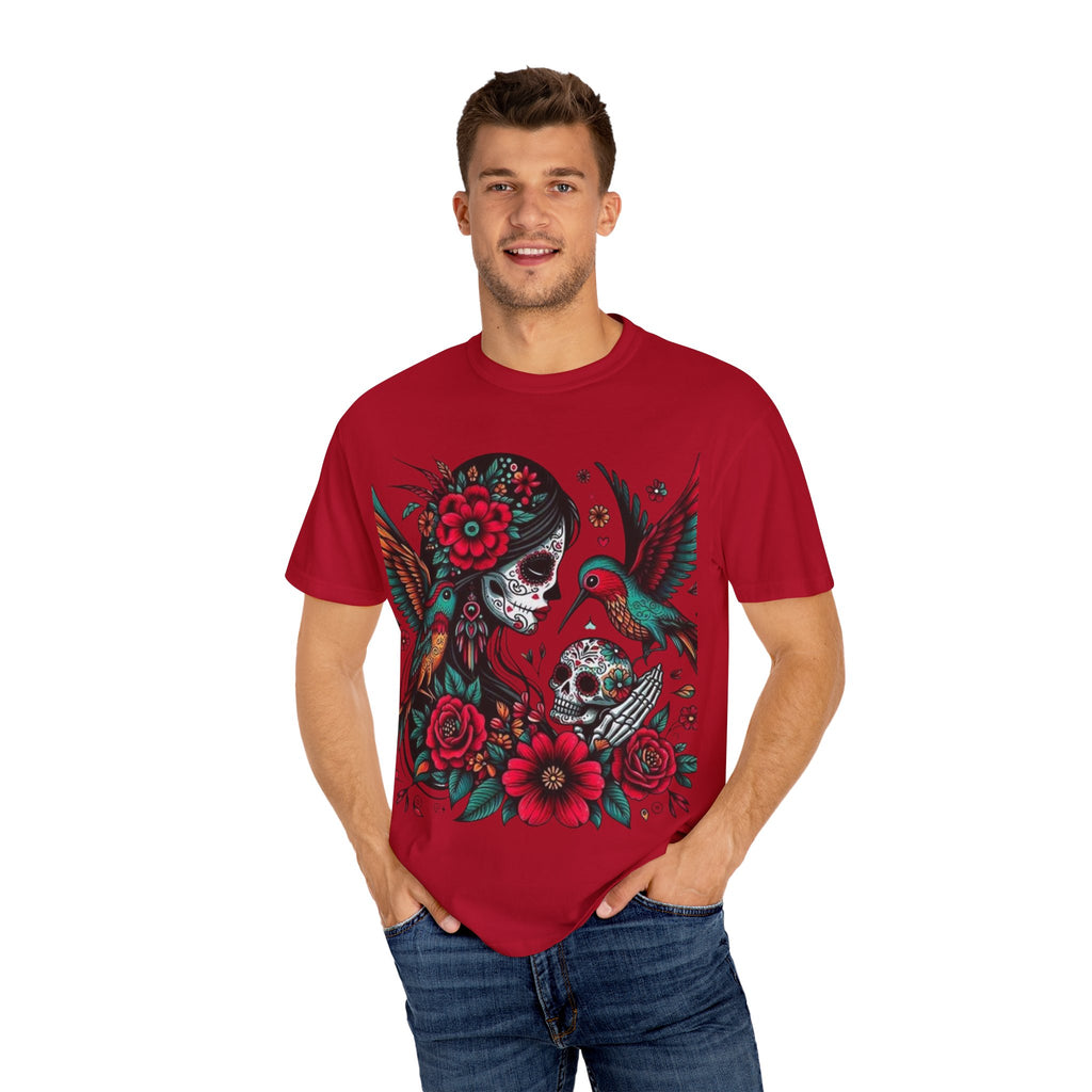 Sugar Skull Floral Unisex T-Shirt - Vibrant Day of the Dead Design