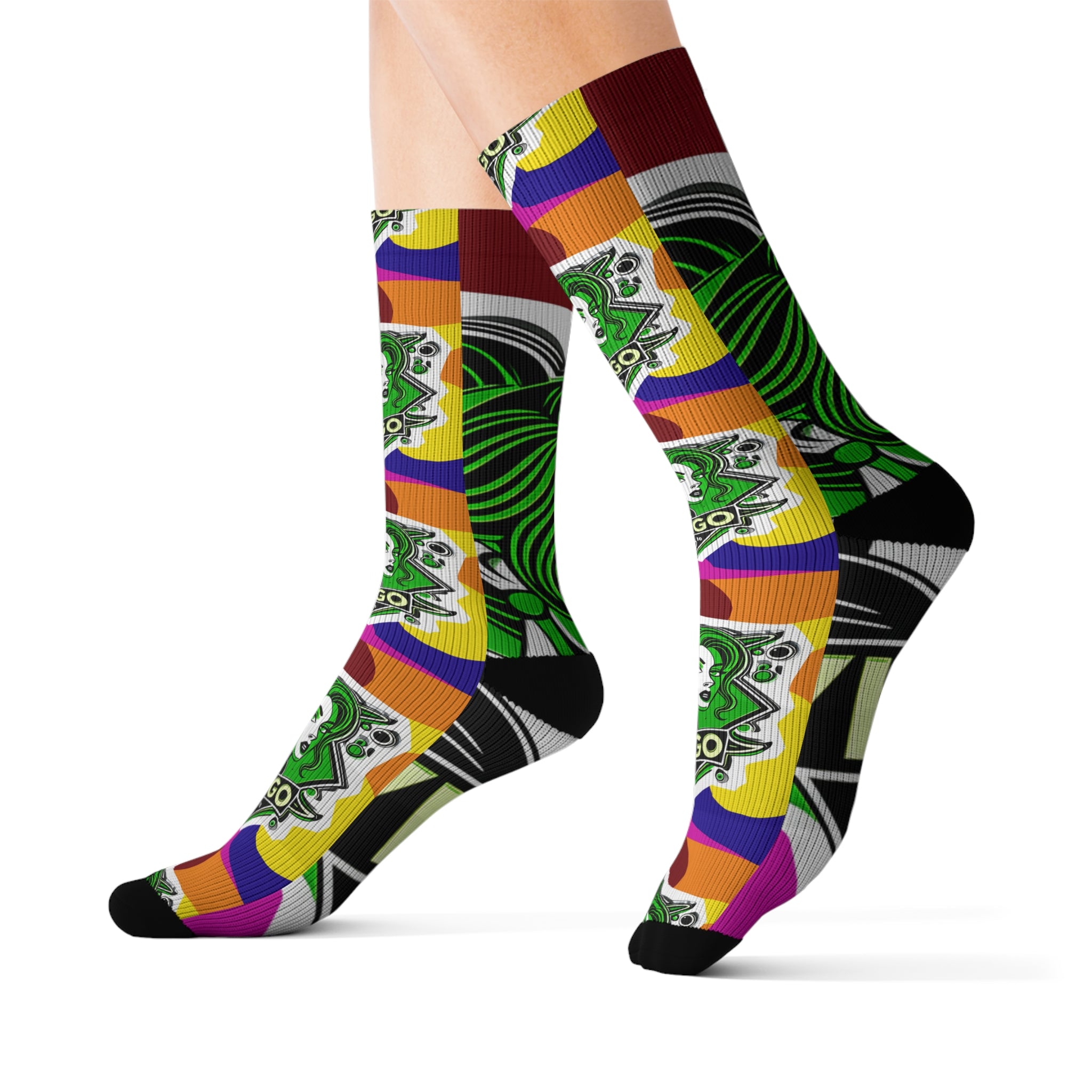 Fun Graphic Socks, Colorful Striped Socks, Unique Art Socks, Gift for Friends, Comfortable Everyday Wear