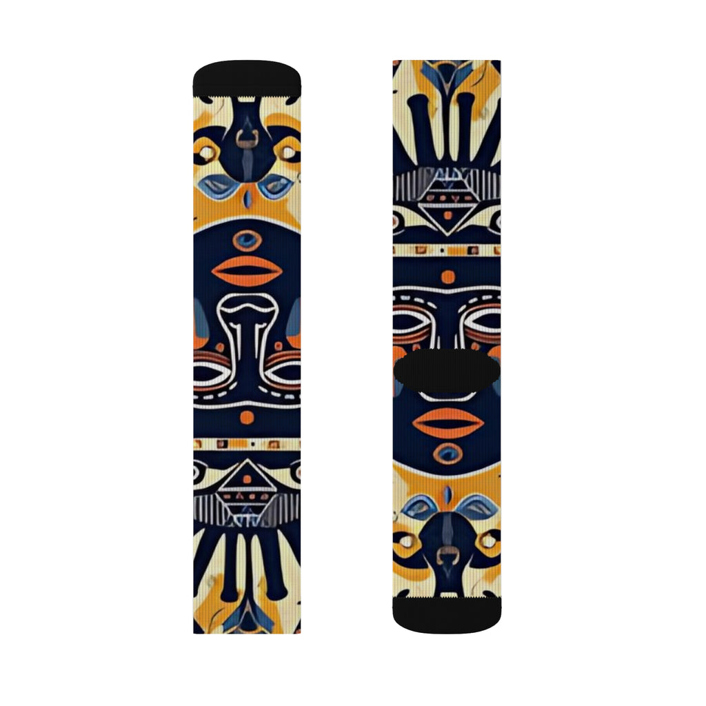 Tribal Art Sublimation Socks | Unique Patterned Crew Socks, Gift for Him, Gift for Her, Fun Fashion Socks, Boho Style Accessories