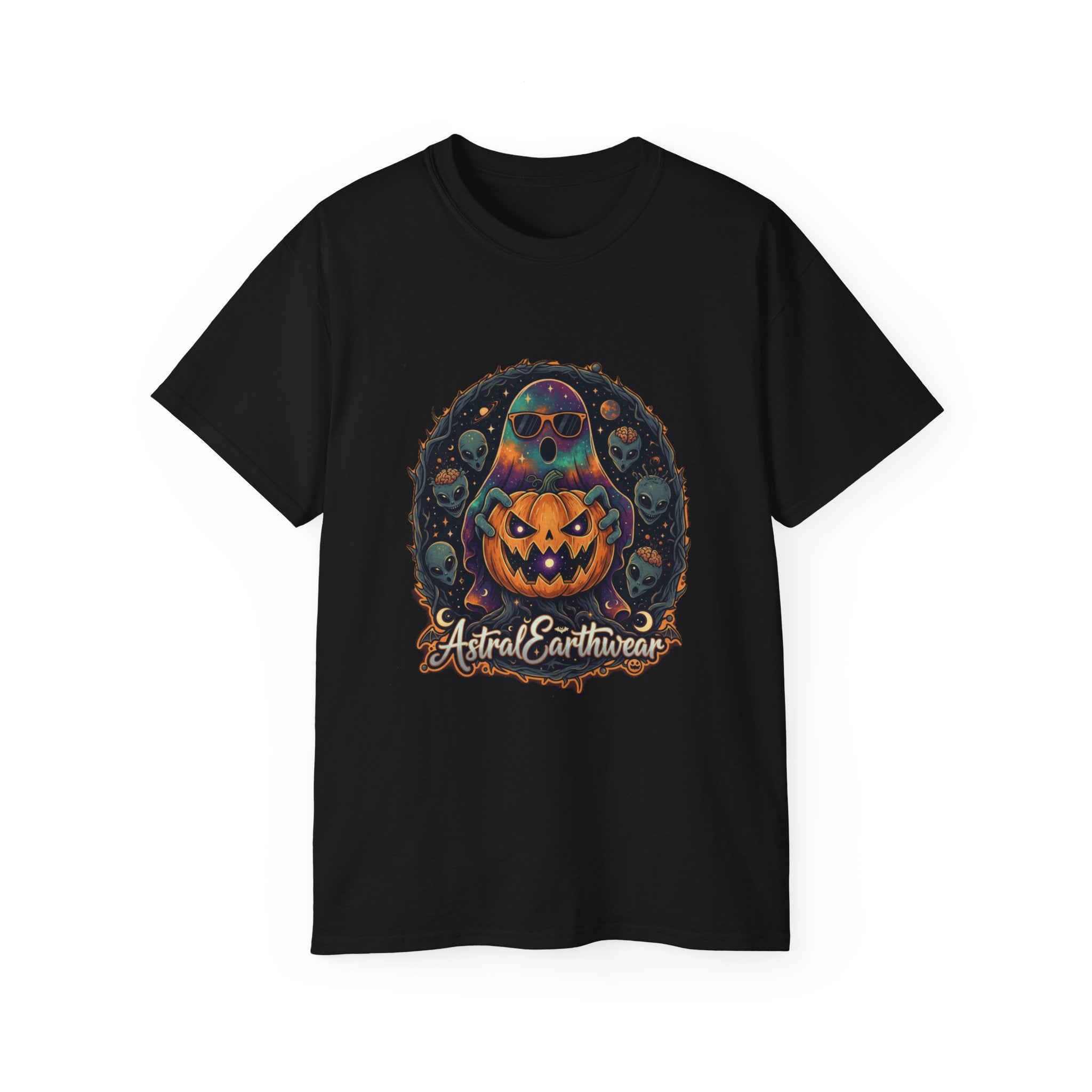 Astral Earthwear Pumpkin Graphic Unisex Tee, Halloween Shirt, Fall Outfit, Casual Wear, Spooky T-Shirt, Unique Gift Idea