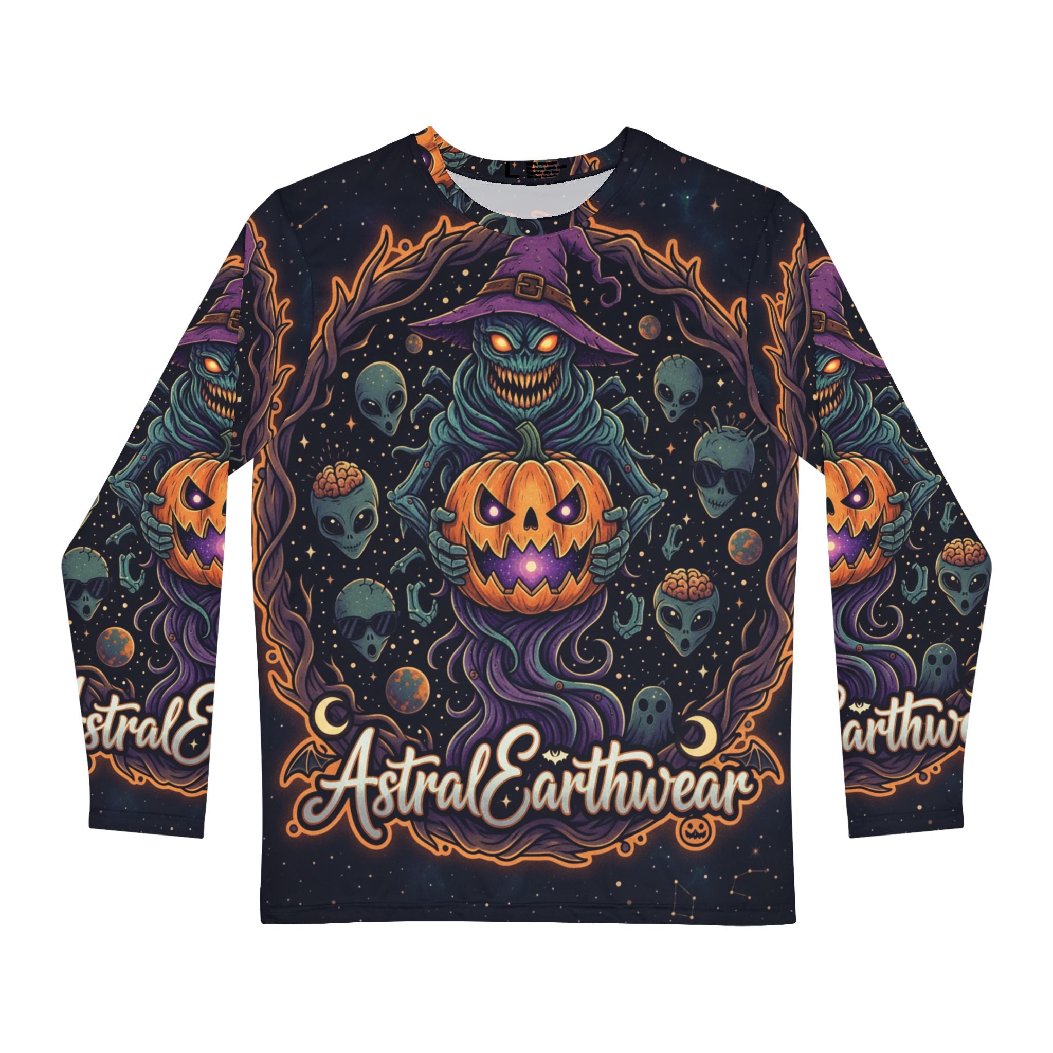 Mystical Halloween Long Sleeve Shirt, Spooky Costume Tee, Unisex Fall Apparel, Festive Shirt for Halloween, Astral Earthwear