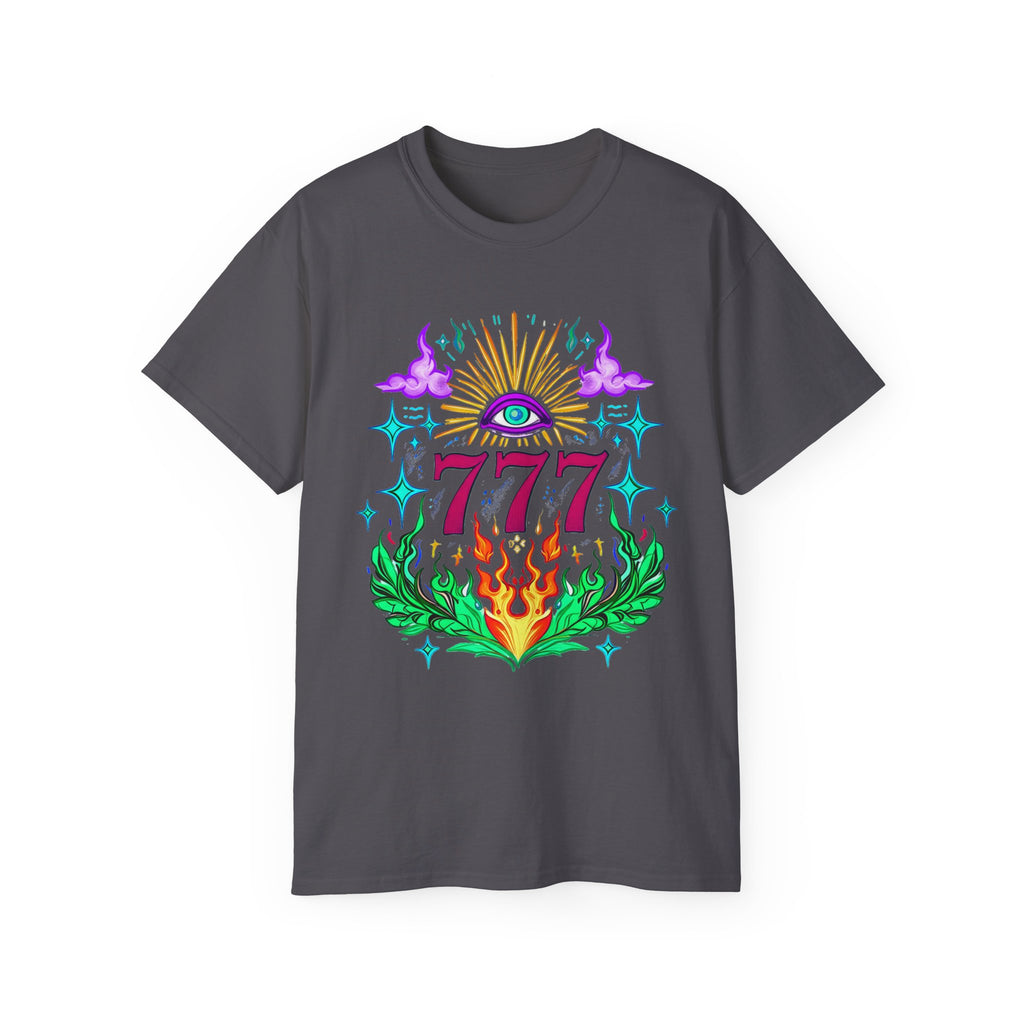 Mystical 777 Graphic Tee - Unisex Retro Spiritual Shirt, Gift for Tarot Lovers, Festival Wear, Casual Boho Top, Unique Art Tee