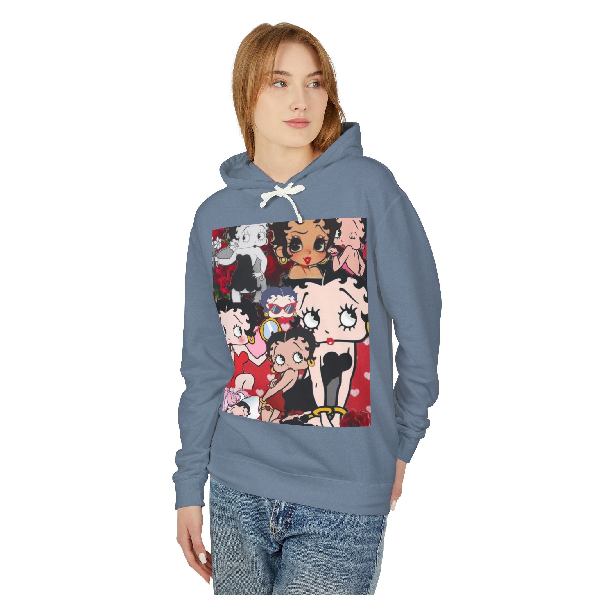 Cute Betty Boop Inspired Unisex Hoodie, Lightweight Hooded Sweatshirt for Women and Men, Gift for Friends, Cozy Fashion, Casual Wear, [...]