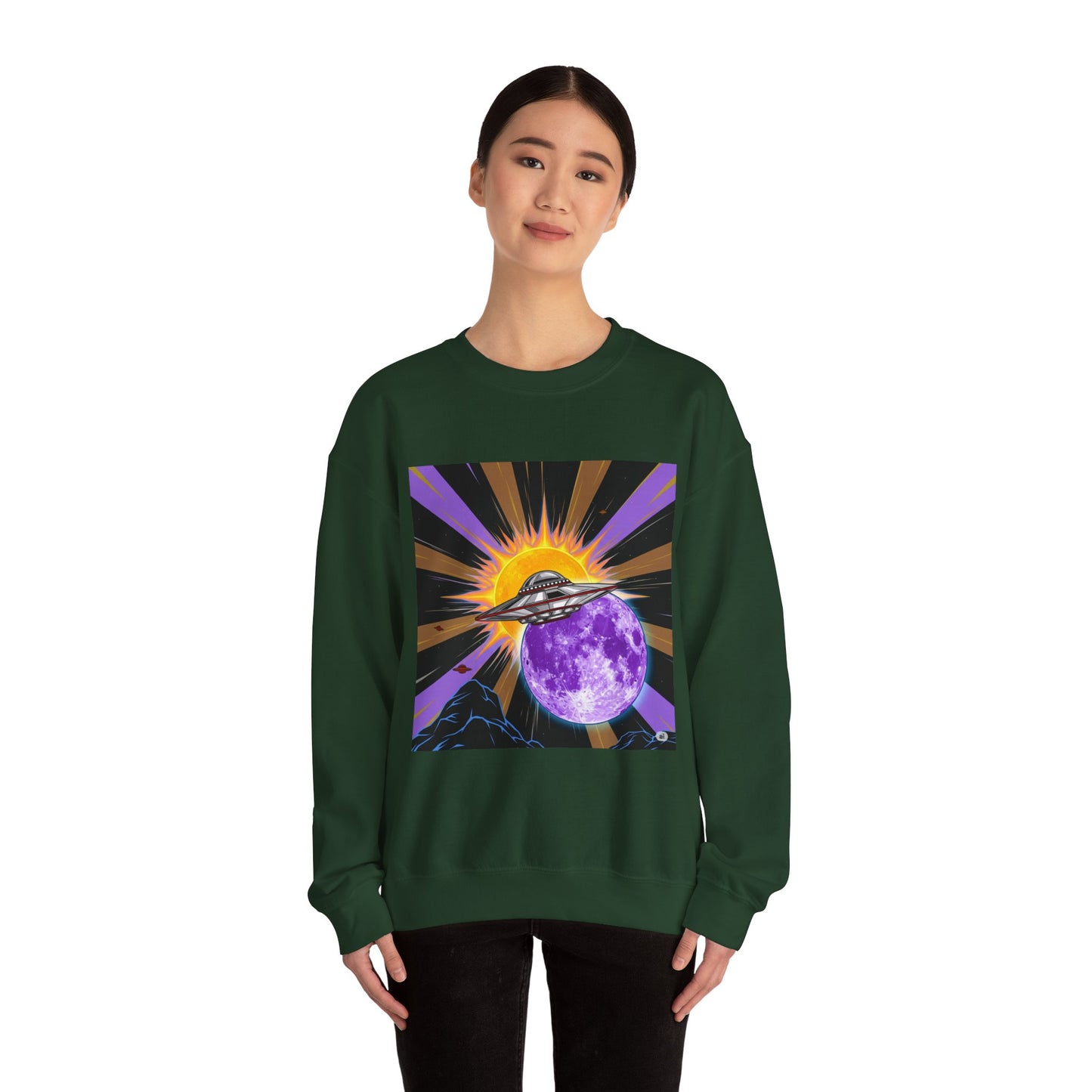 Cosmic Vibes Crewneck Sweatshirt, UFO Graphic Sweatshirt, Unisex Space Sweatshirt, Retro Astronaut Apparel, Gifts for Space Lovers, [...]