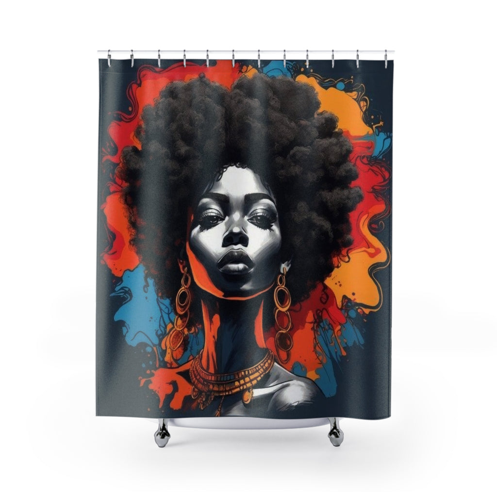 Bold Abstract Shower Curtain, Afrocentric Decor, Modern Bathroom Art, Unique Gift for Home, Boho Chic Bathroom Accessories