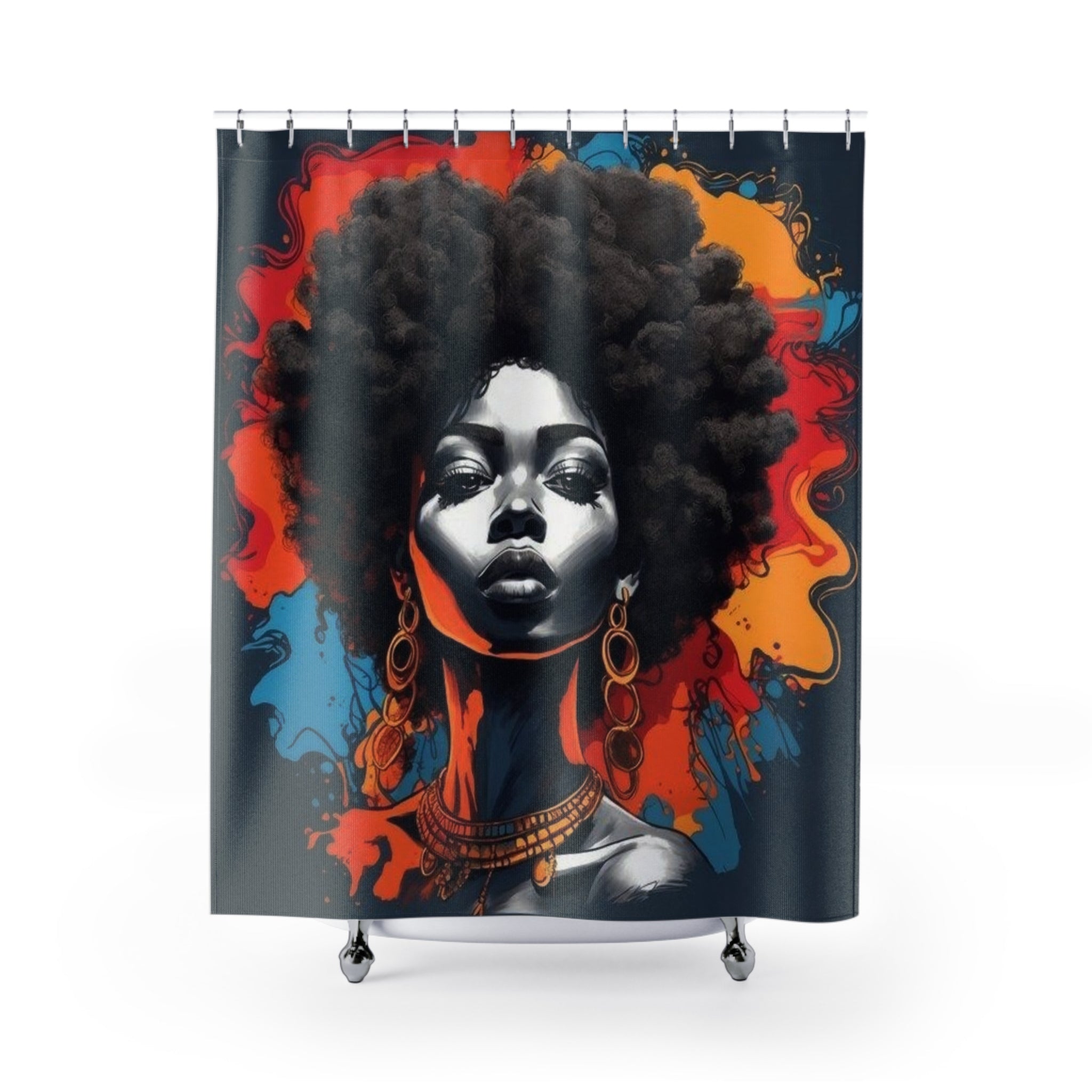 Bold Abstract Shower Curtain, Afrocentric Decor, Modern Bathroom Art, Unique Gift for Home, Boho Chic Bathroom Accessories