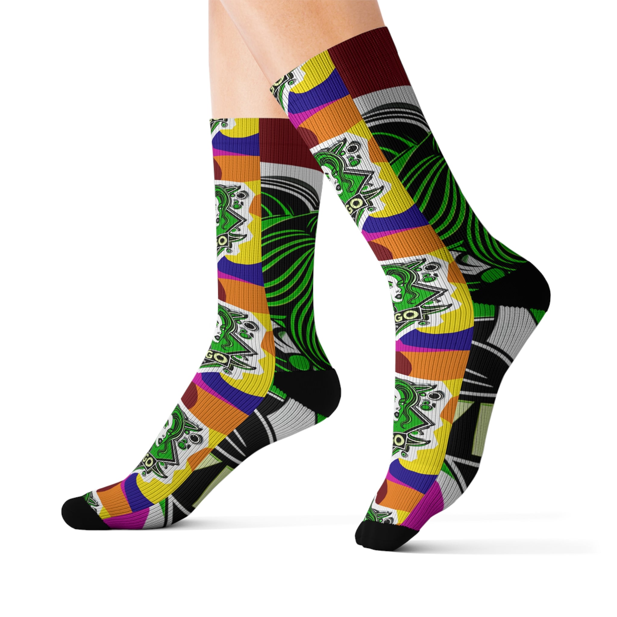 Fun Graphic Socks, Colorful Striped Socks, Unique Art Socks, Gift for Friends, Comfortable Everyday Wear