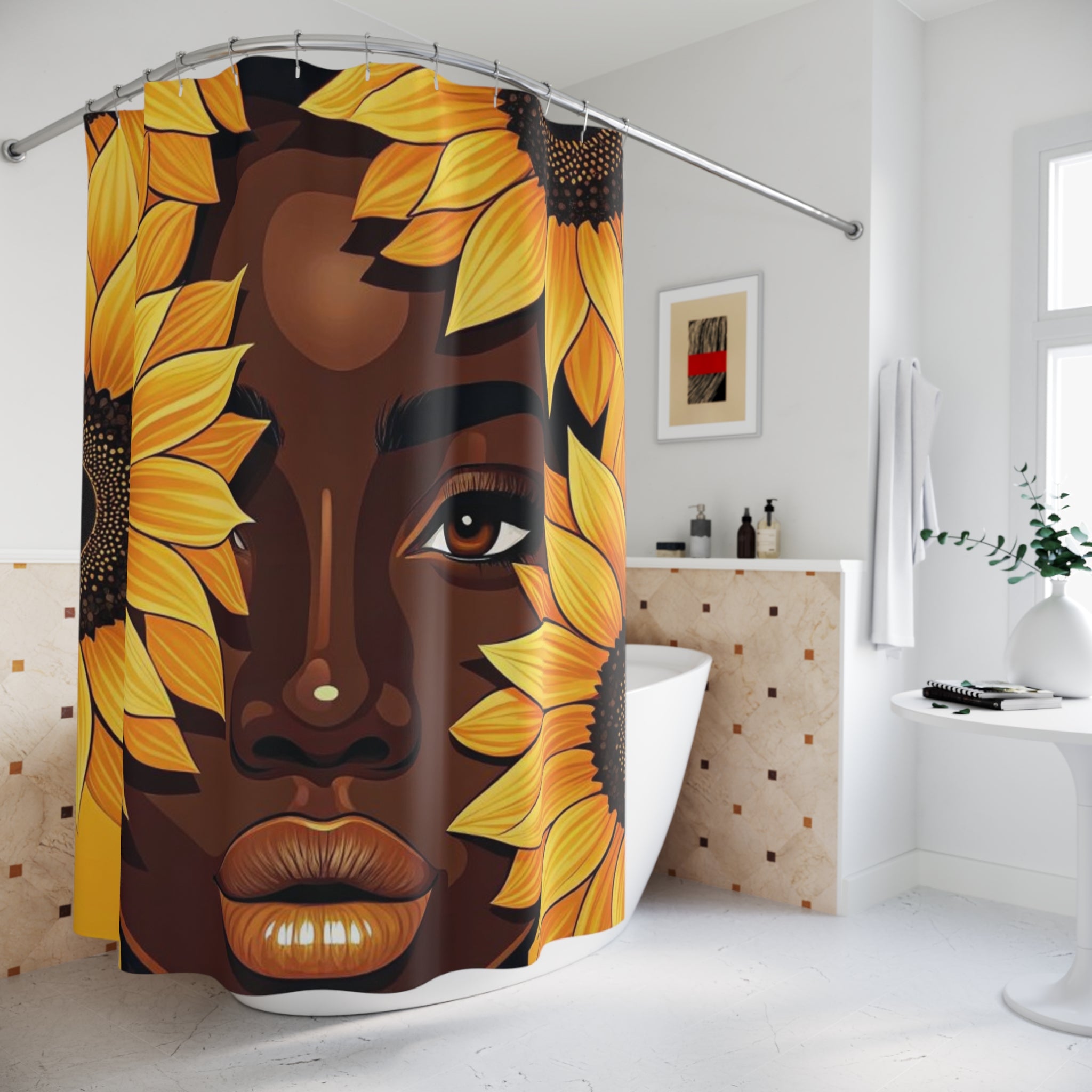 Vibrant Sunflower Shower Curtain, Floral Bathroom Decor, Nature-Inspired Gift, Boho Home Accent, Summer Vibes, Eco-Friendly Design