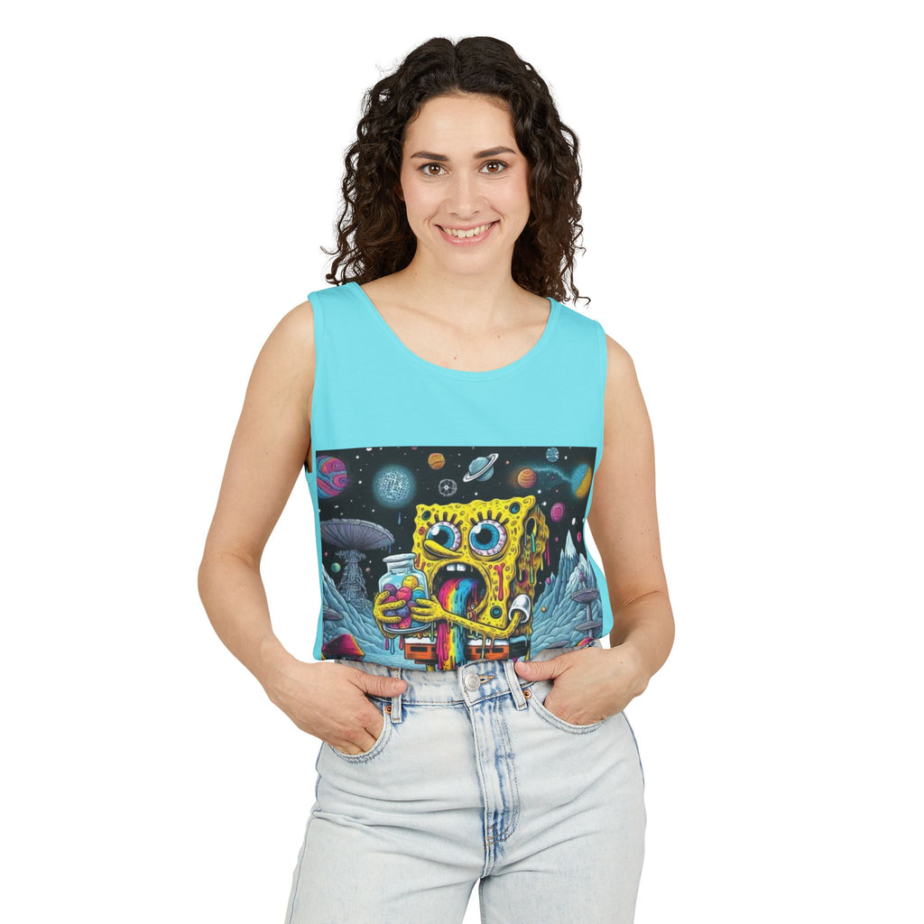 Colorful Spongebob Tank Top - Unisex Garment-Dyed Summer Wear