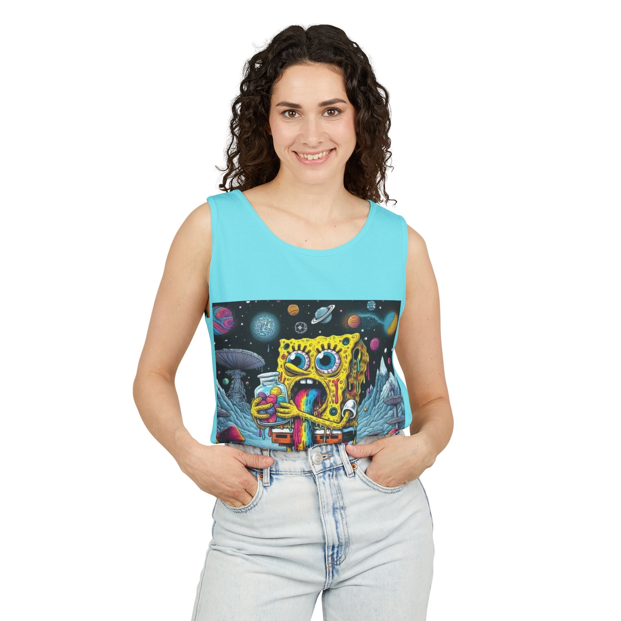 Colorful Spongebob Tank Top - Unisex Garment-Dyed Summer Wear