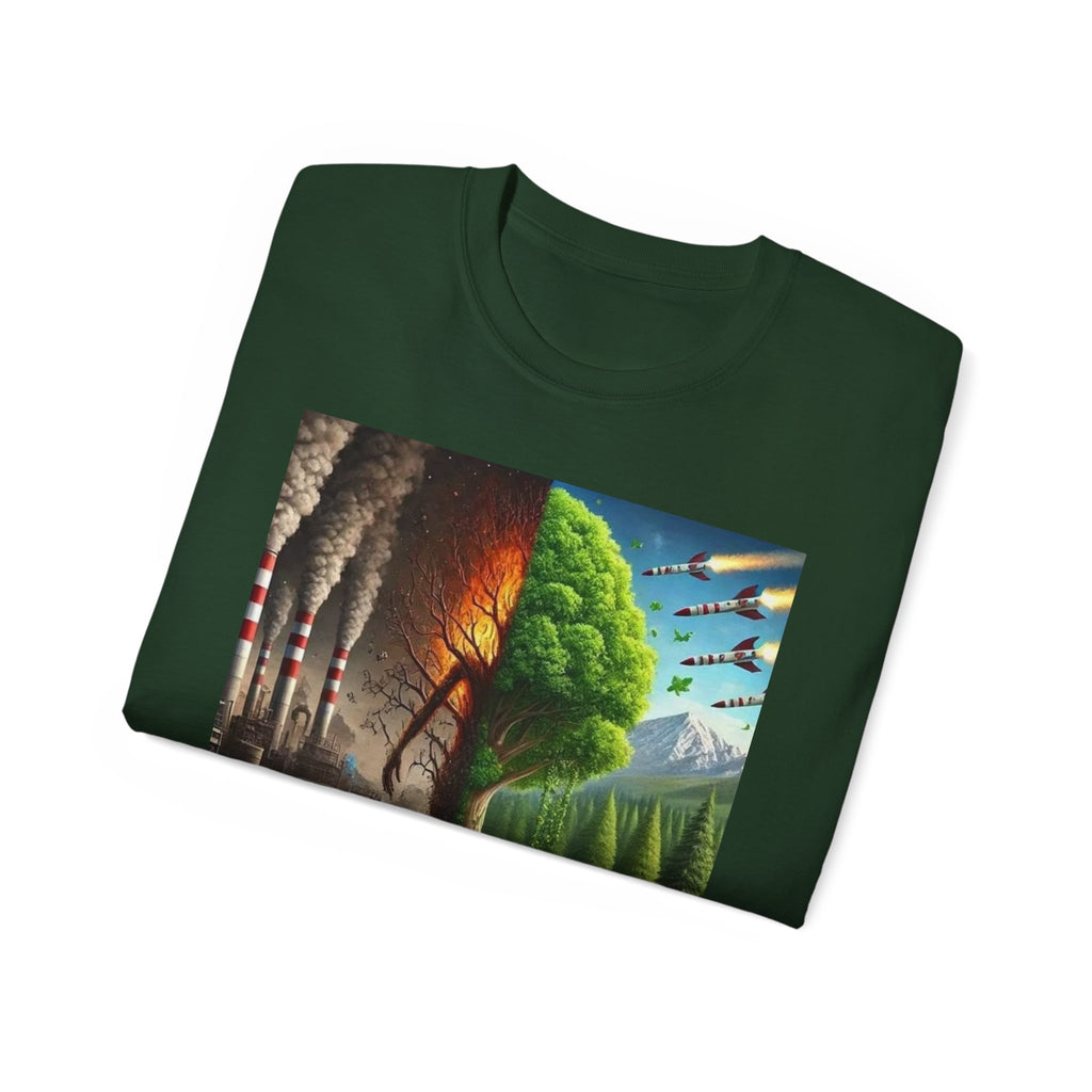 Eco-Conscious Graphic Tee - Nature vs. Pollution Art, Unisex T-Shirt for Environmental Awareness, Eco-Friendly Gift, Earth Day Apparel,