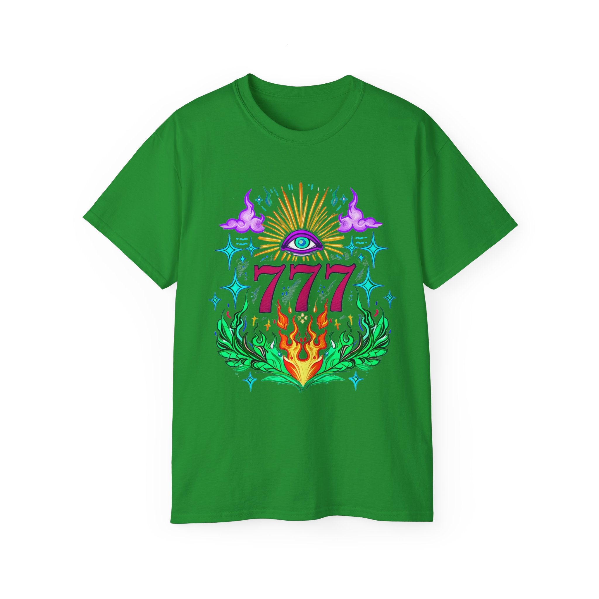 Mystical 777 Graphic Tee - Unisex Retro Spiritual Shirt, Gift for Tarot Lovers, Festival Wear, Casual Boho Top, Unique Art Tee