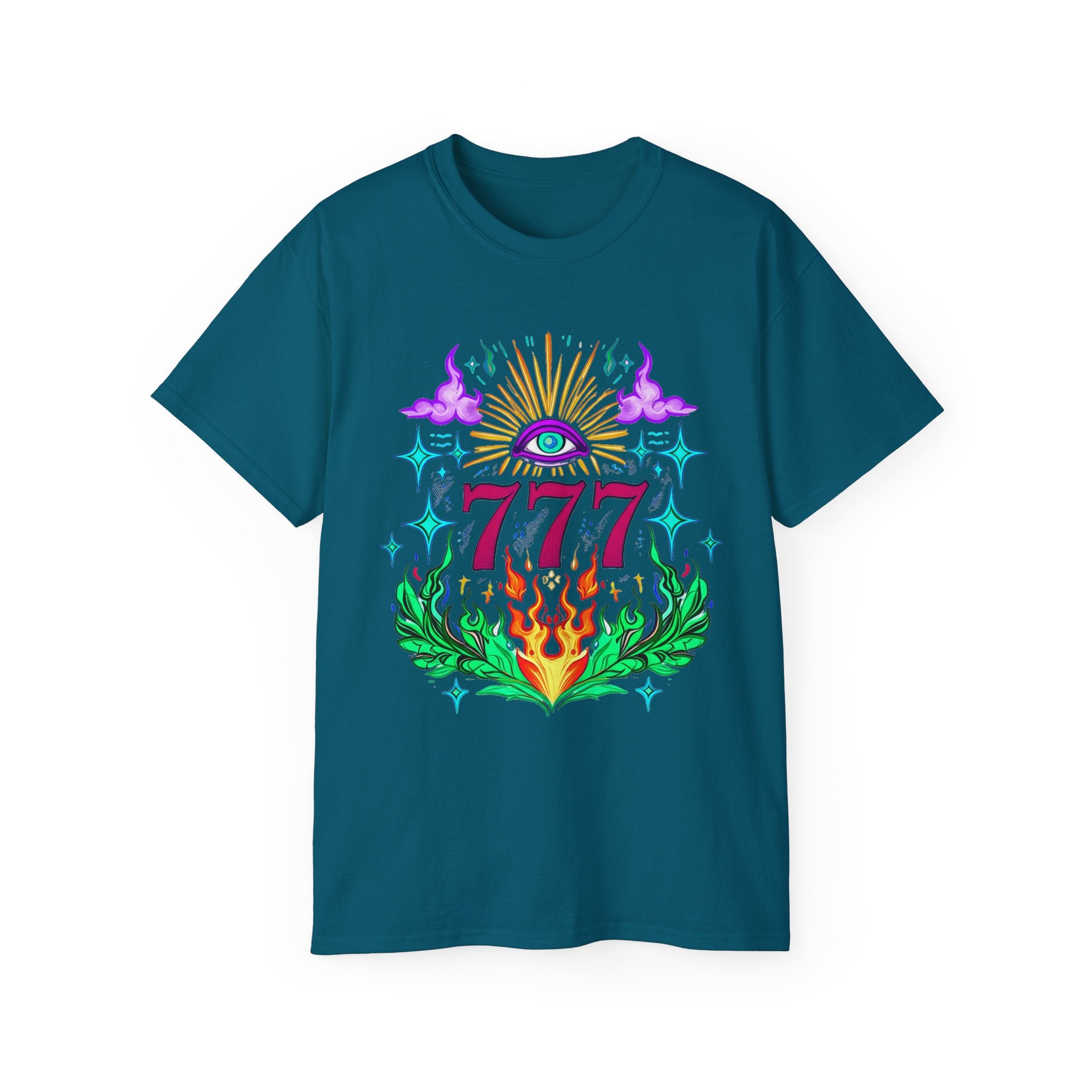 Mystical 777 Graphic Tee - Unisex Retro Spiritual Shirt, Gift for Tarot Lovers, Festival Wear, Casual Boho Top, Unique Art Tee