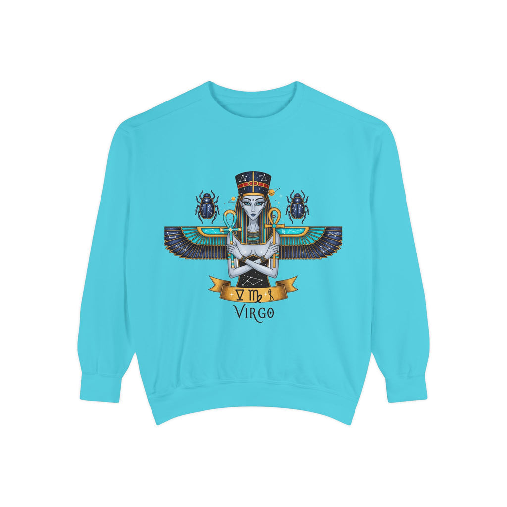 Virgo Goddess Sweatshirt | Unisex Garment-Dyed Hoodie for Astrology Lovers, Cozy Fall Wear, Birthday Gift, Spiritual Apparel