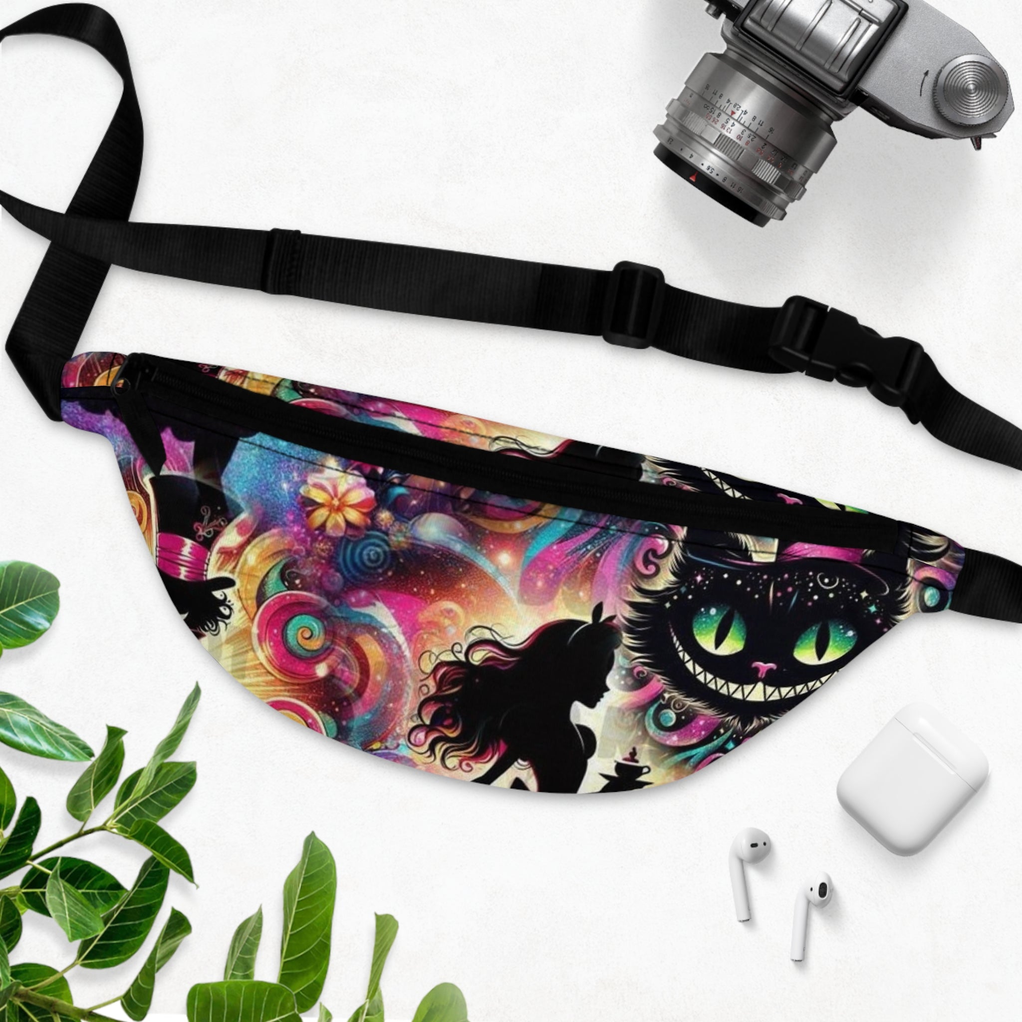 Psychedelic Fanny Pack, Colorful Waist Bag for Festivals, Boho Style Bag, Unique Accessories for Music Lovers, Cat Lover Gift
