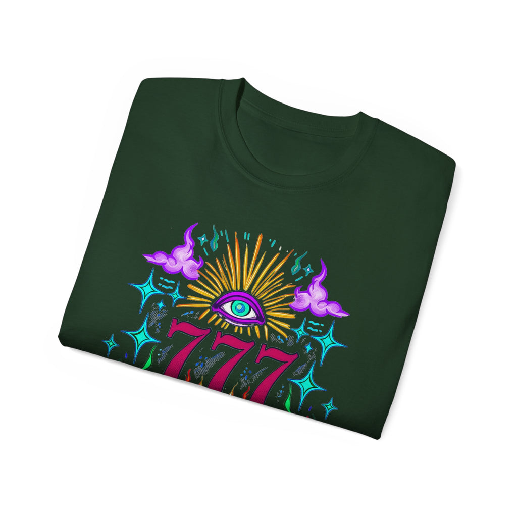 Mystical 777 Graphic Tee - Unisex Retro Spiritual Shirt, Gift for Tarot Lovers, Festival Wear, Casual Boho Top, Unique Art Tee