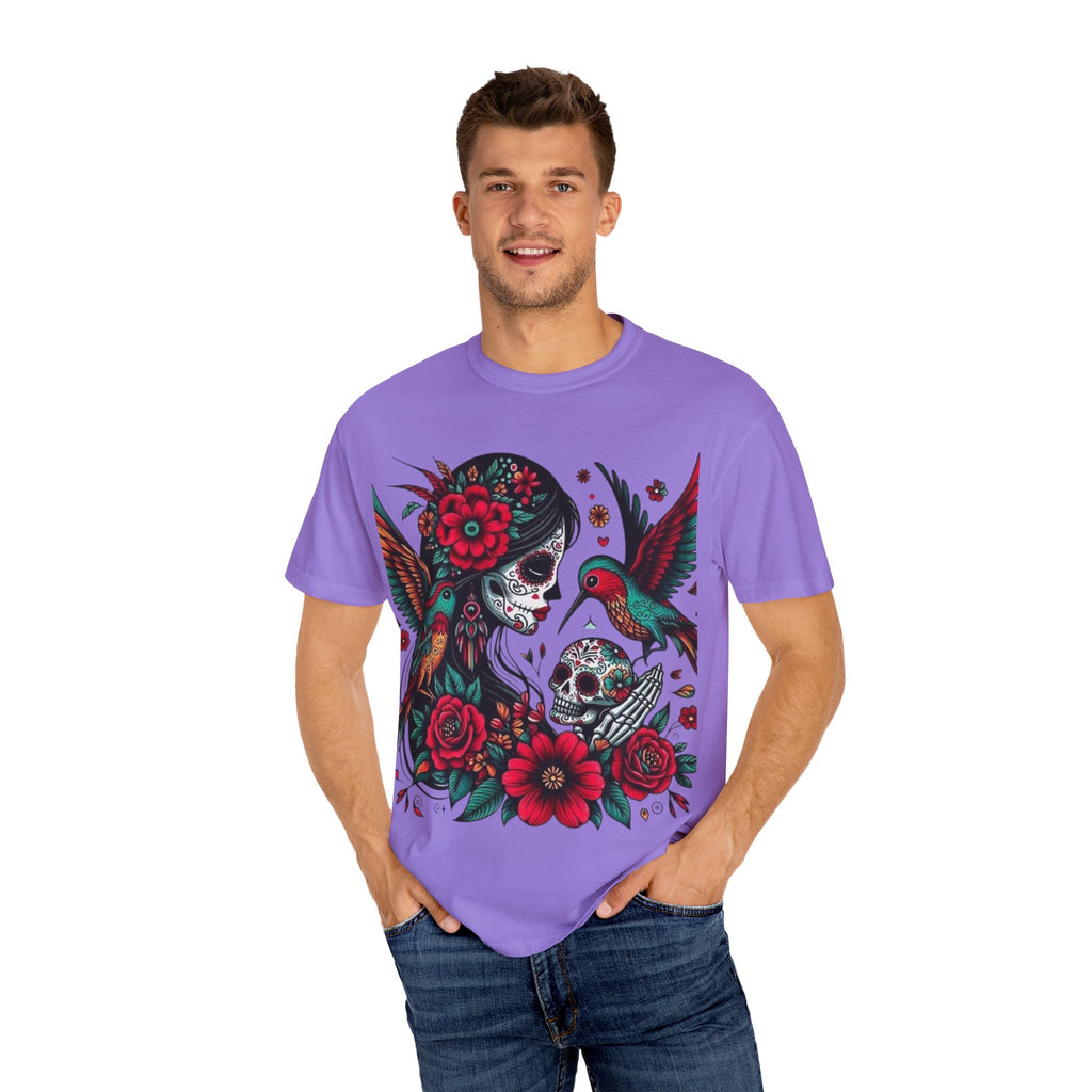 Sugar Skull Floral Unisex T-Shirt - Vibrant Day of the Dead Design